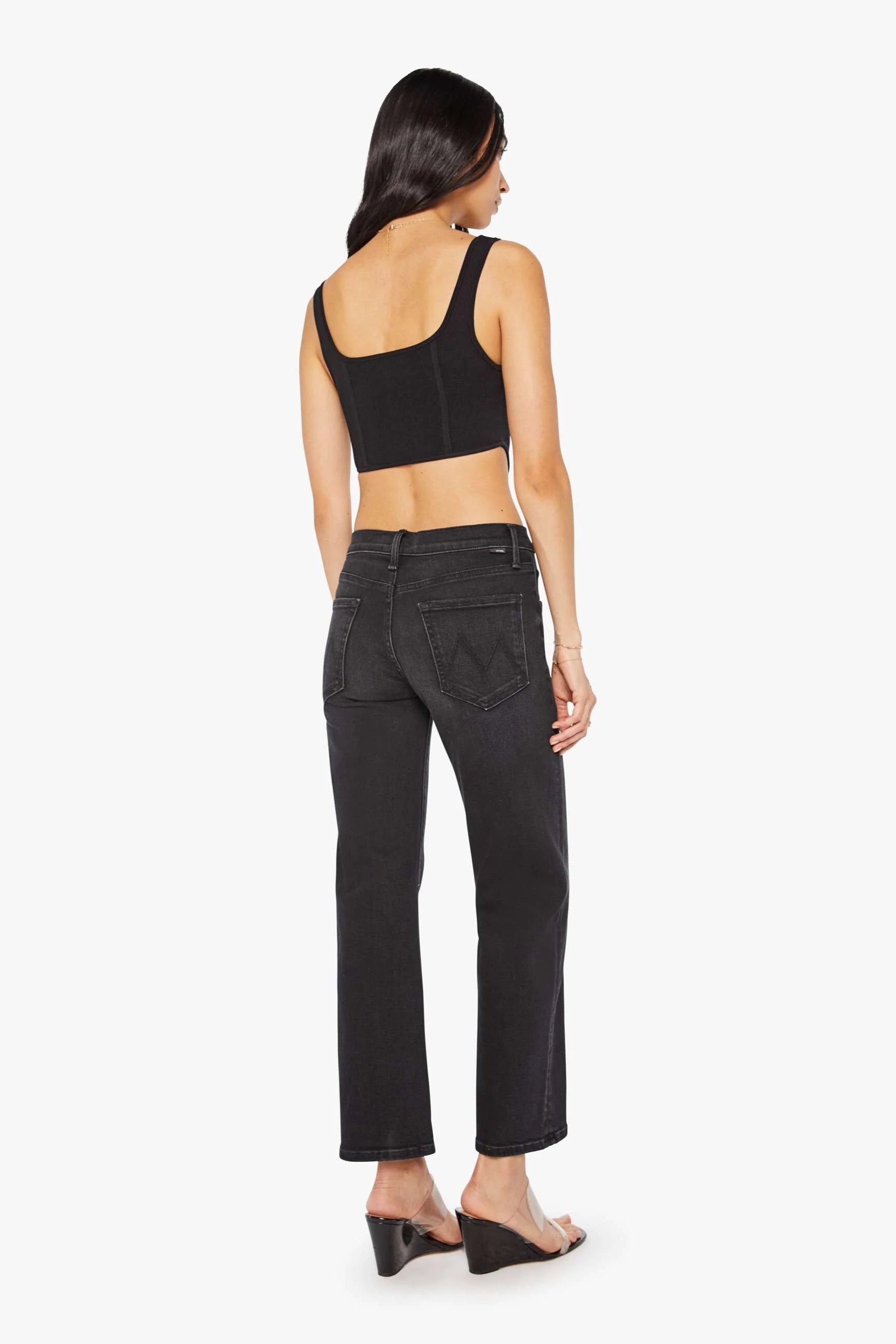 Mother Denim Mid Rise, Wide-leg, Straight Denim Jean in Black | Shop Eleanor - Women's Designer Clothing in Colorado