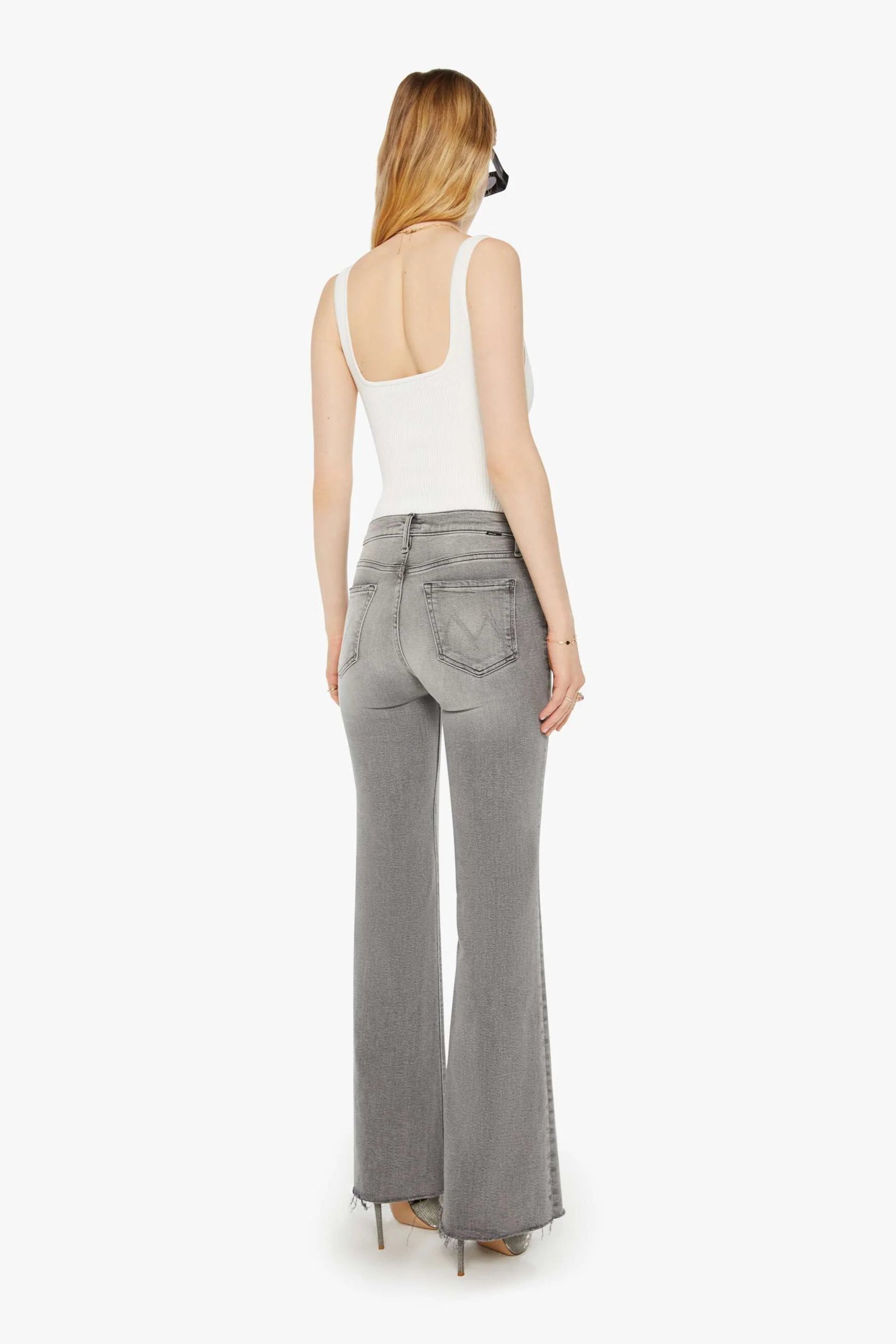 Grey Slim fit stretch denim flared high-quality denim jeans by Mother | Shop Eleanor - Women's Designer Apparel near Boulder