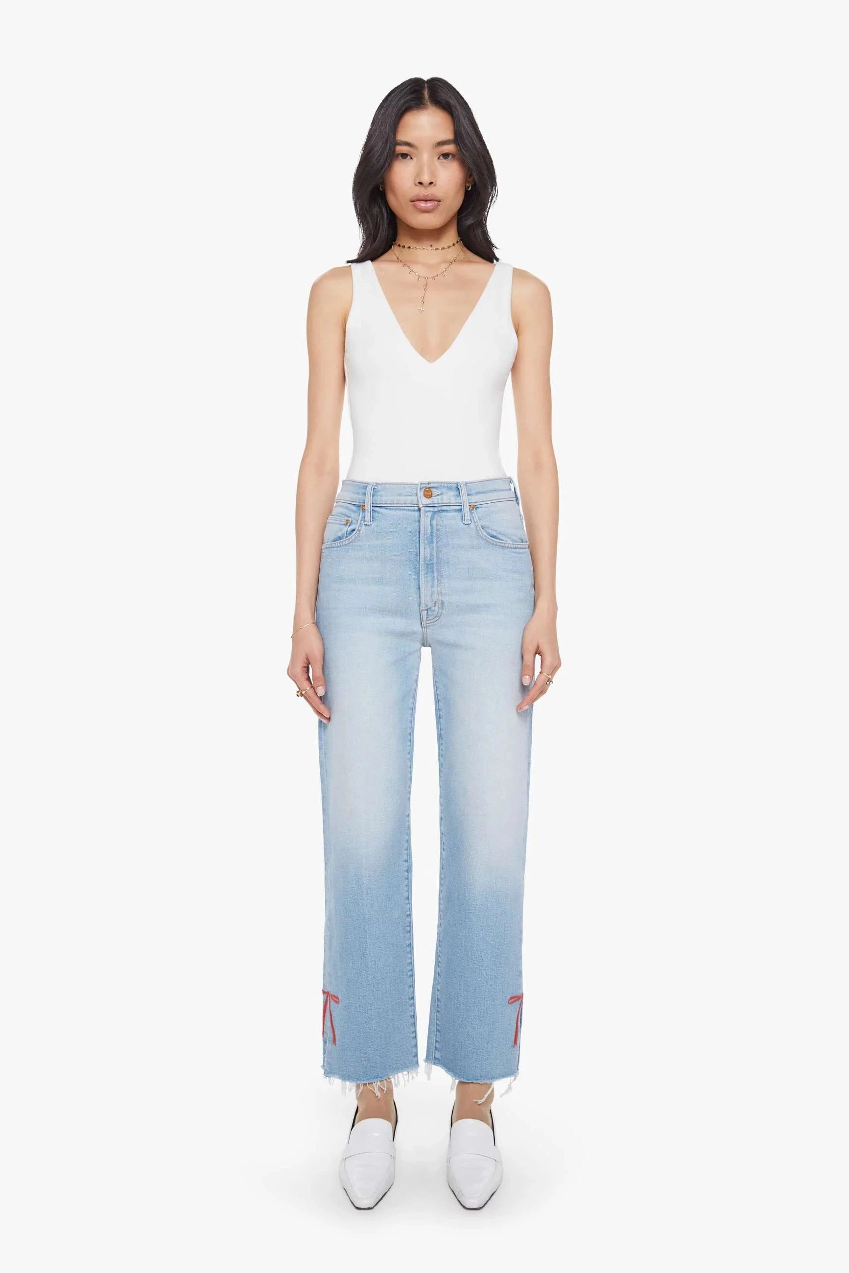 Mother The Ramblr Zip Slice Fray with Ribbon Embroidery | Shop Eleanor