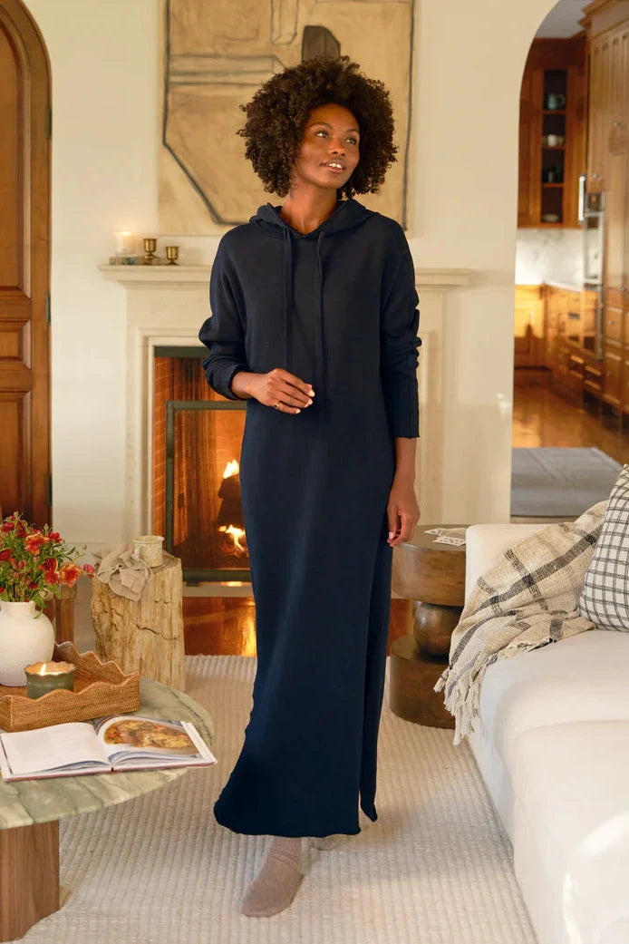 Frank & Eileen James Hooded Cape Dress in Royal Navy | Shop Eleanor