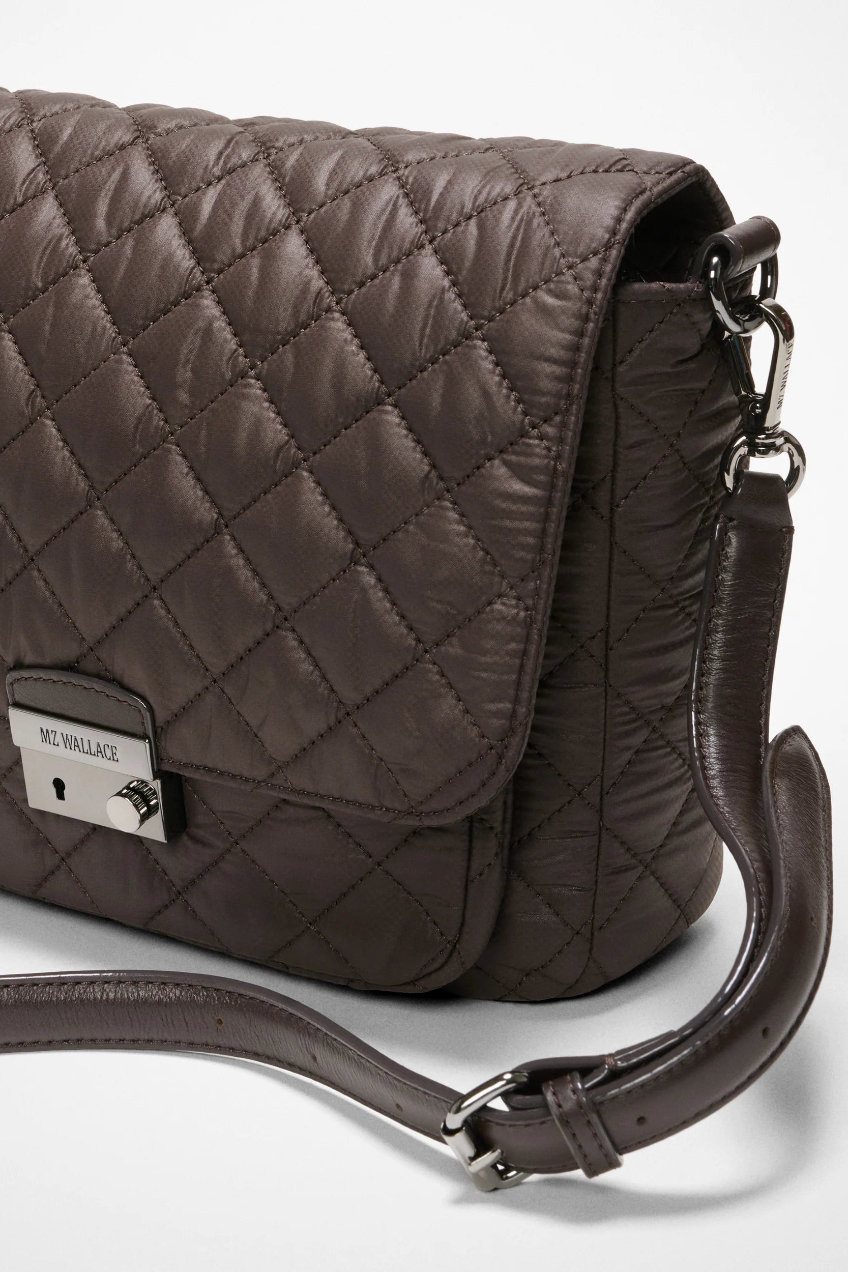 MZ Wallace Medium Crosby Lock Crossbody in Espresso | Shop Eleanor