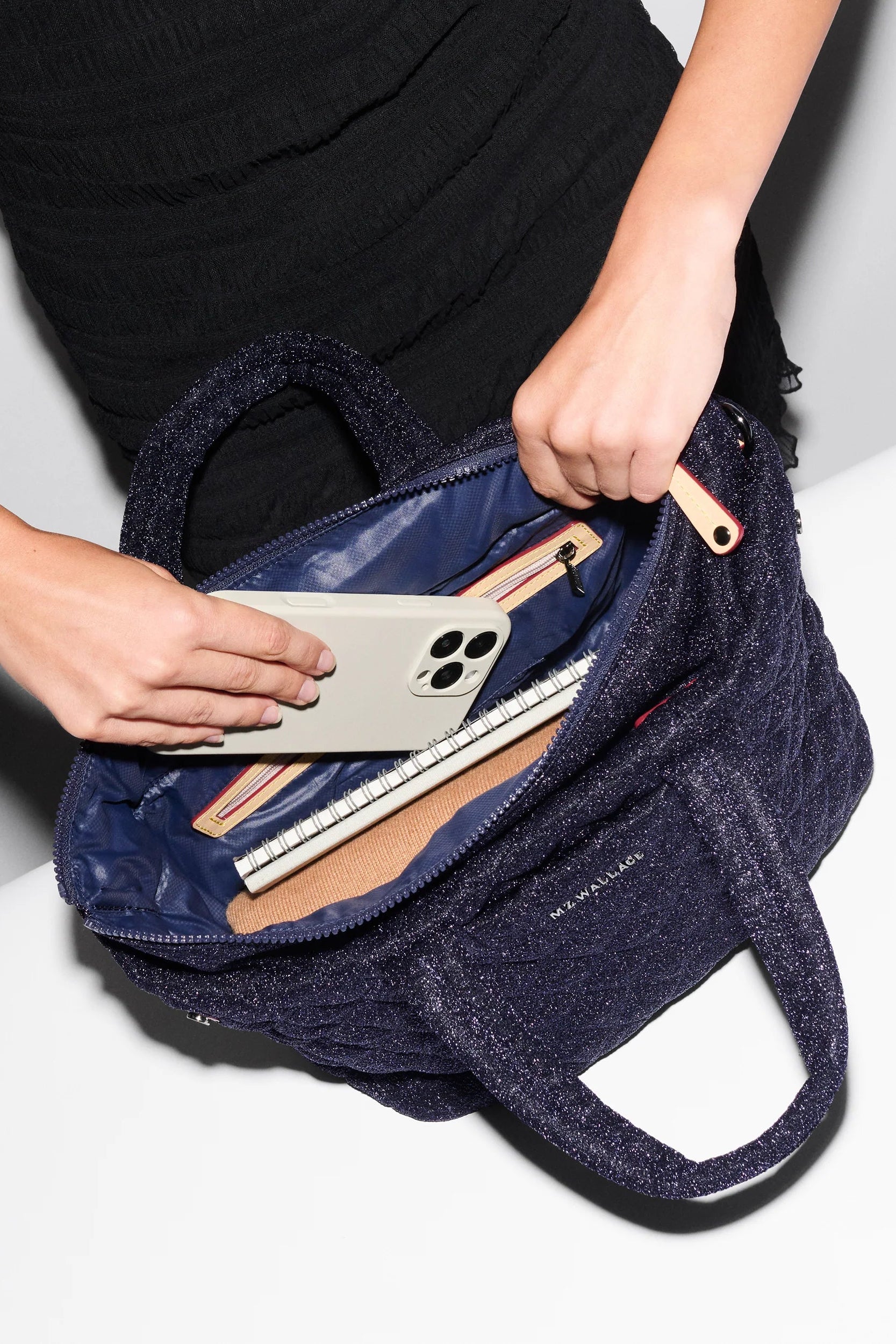 MZ Wallace Small Metro City Tote in Midnight Shimmer | Shop Eleanor