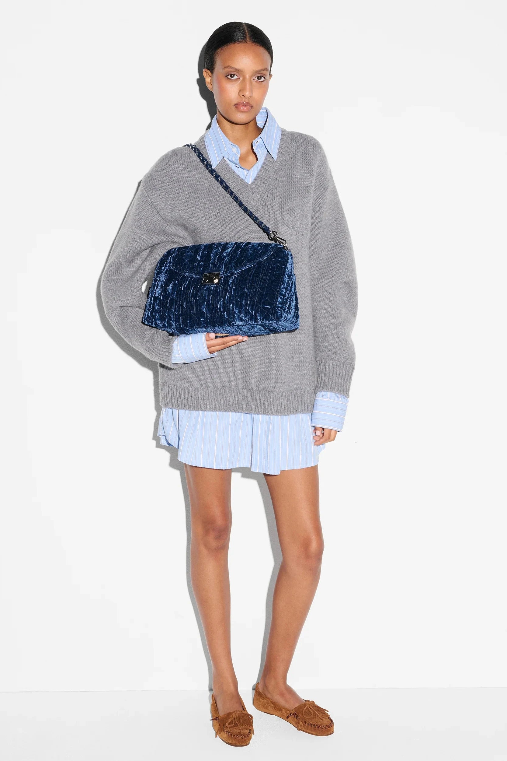 MZ Wallace Crosby Lock Shoulder in Midnight Velvet | Shop Eleanor