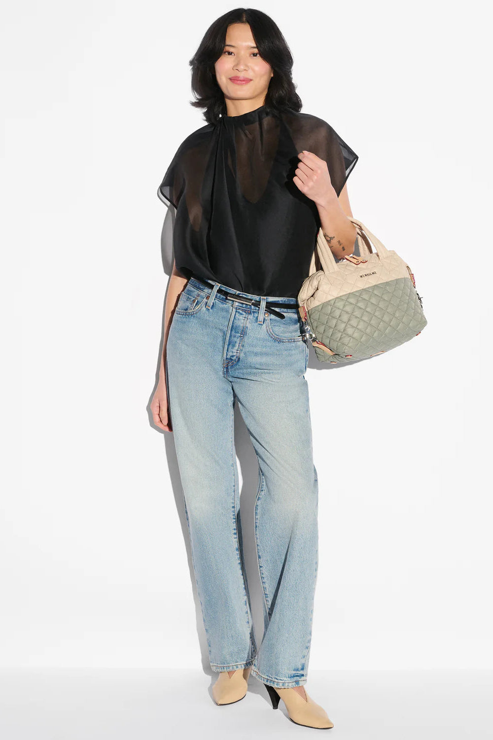 MZ Wallacw Small Sutton Deluxe Bag in Agave Green/Buff | Shop Eleanor