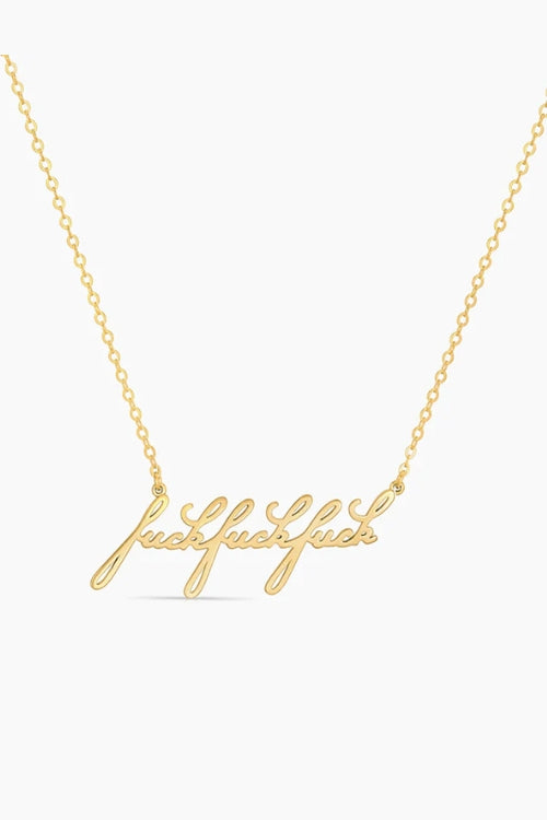 Thatch Jewelry Fuck Script Necklace in 14k Gold Plated | Shop Eleanor