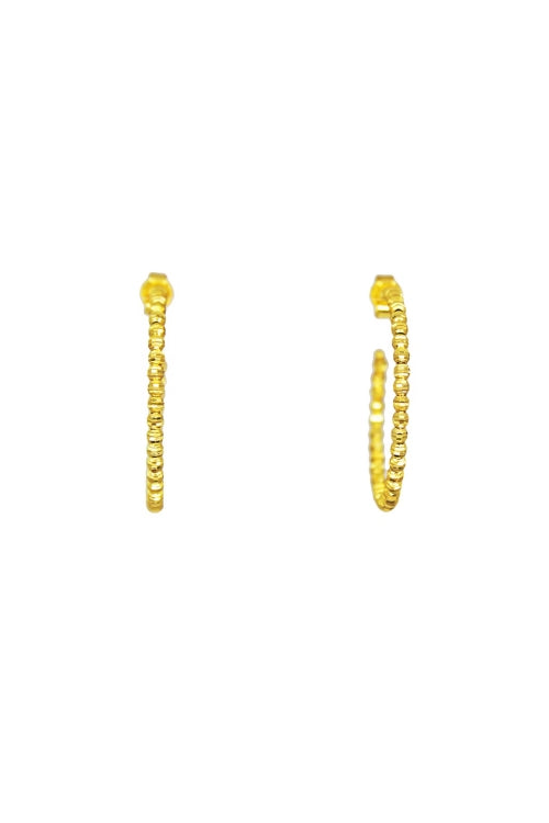 Leela Grace Jewelry 14K Mooncut Hoop Small in Yellow | Shop Eleanor