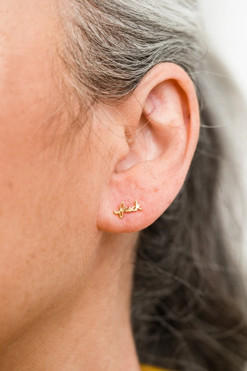 F*ck Script Earring - Silver