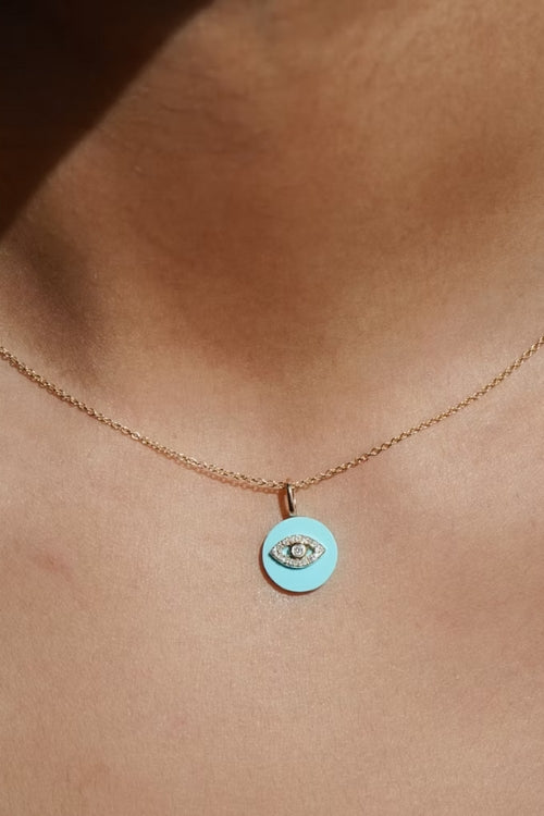 Leela Grace Jewelry Diamond Turquoise Evil Eye Necklace | Shop Eleanor