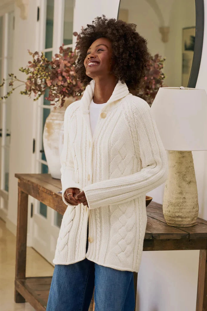 Frank & Eileen Cotswolds Fair Isle Button Front Cardigan in Ivory | Shop Eleanor - Women's High-quality and versatile apparel