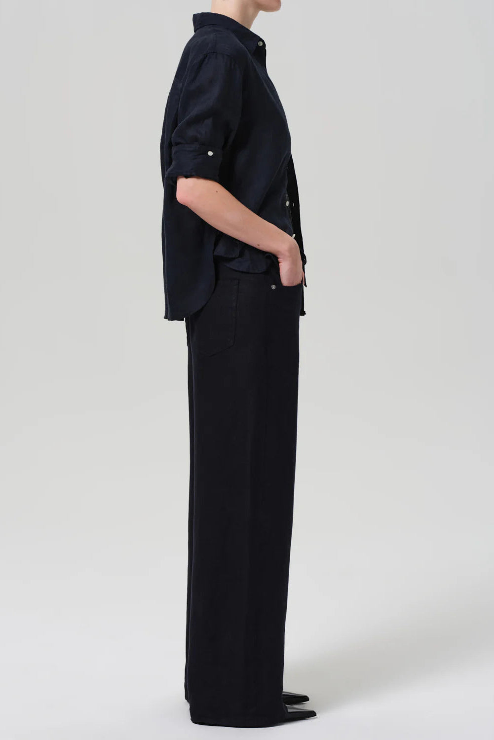Citizens of Humanity Brynn Breathable Linen Trouser in Navy | Shop Eleanor