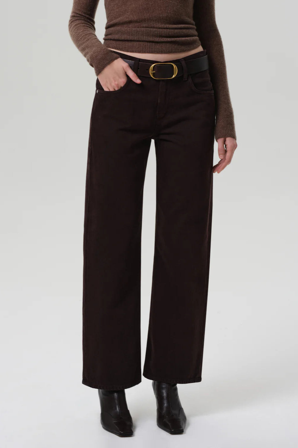 Citizens of Humanity Lindz Low Rise Straight Leg Twill Pant in Brown | Shop Eleanor - Women's Designer Clothing