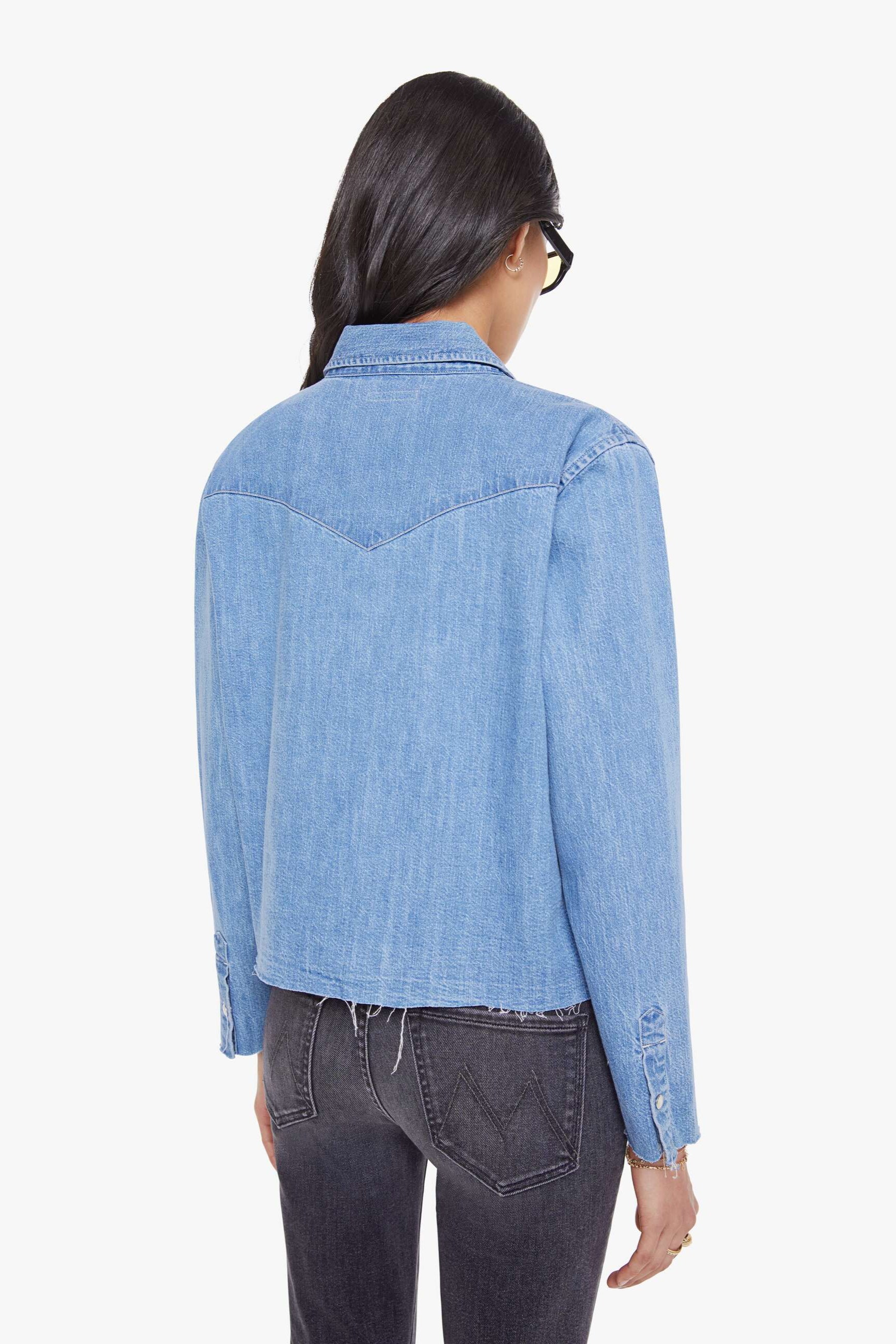 Mother The Super Exes Crop Step Fray Denim Jacket | Shop Eleanor