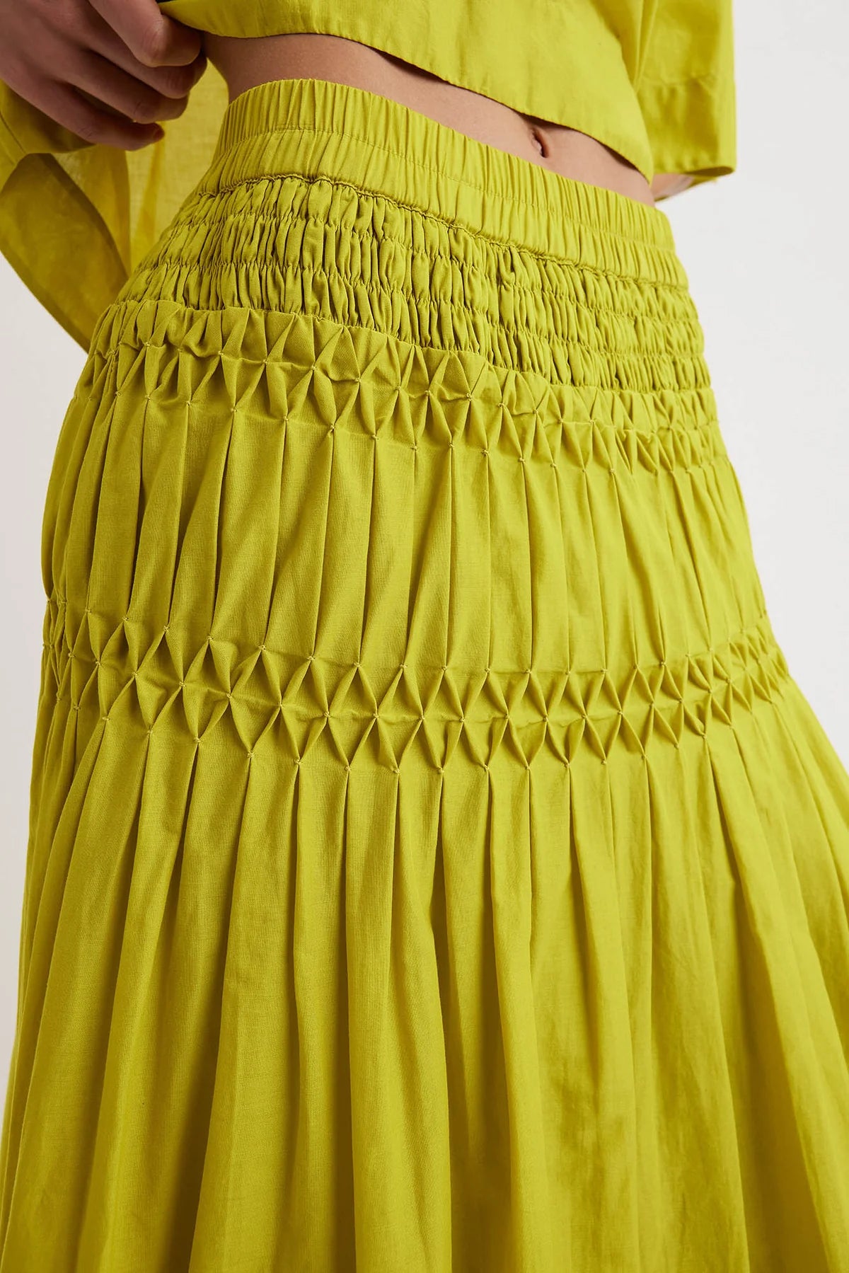 Ankle length skirt with smocking and elevated details | Shop Eleanor