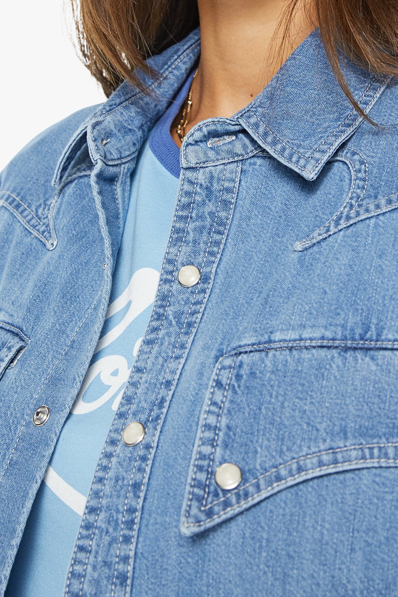 The Mother Denim Gallop Exes Shirt in Playing for Keeps | Shop Eleanor