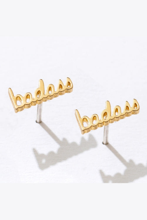Badass Script Earring - Gold