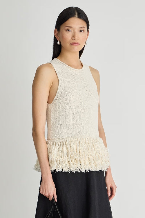 Apiece Apare Maeve Fringe Tank in Creme | Shop Eleanor