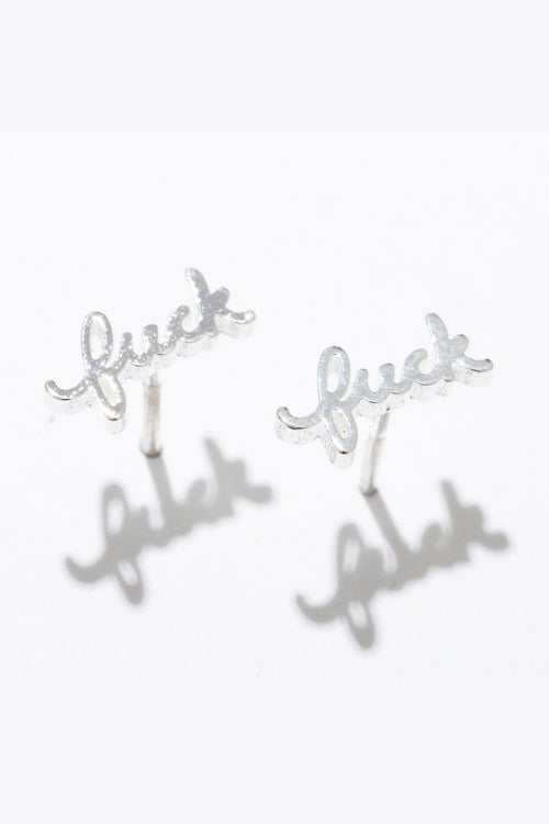 F*ck Script Earring - Silver