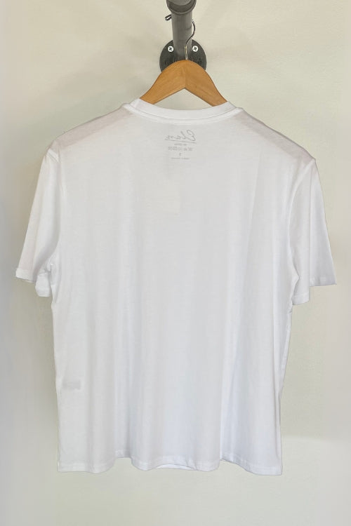 Elan Trim Neck White Crew Short Sleeve Tee | Shop Eleanor - Women's Elevated Basics in Colorado