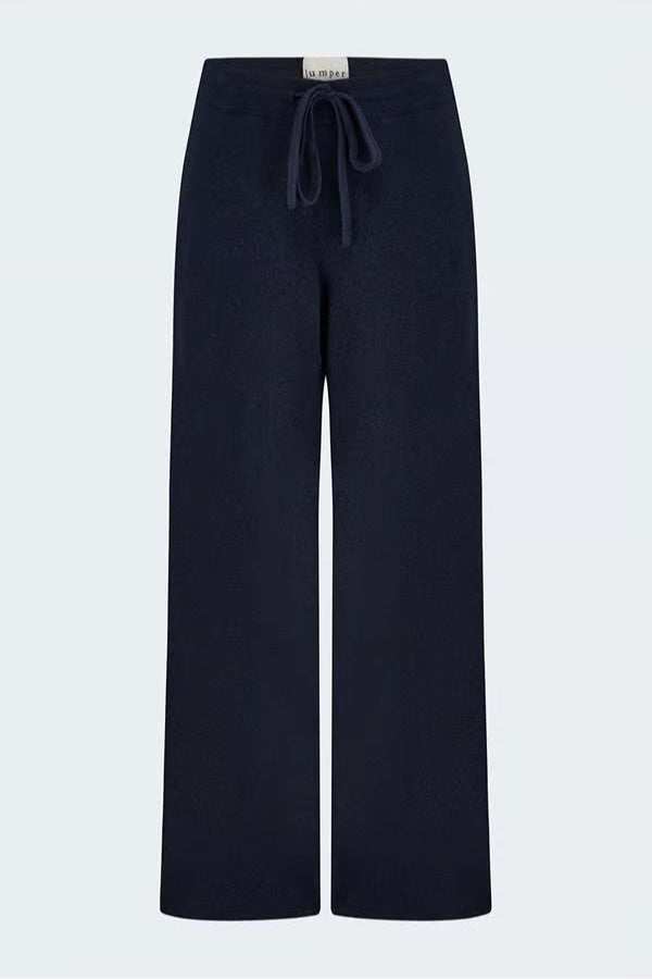 Jumper 1234 Wide Leg Merino Wool Joggers in Dark Ink | Shop Eleanor