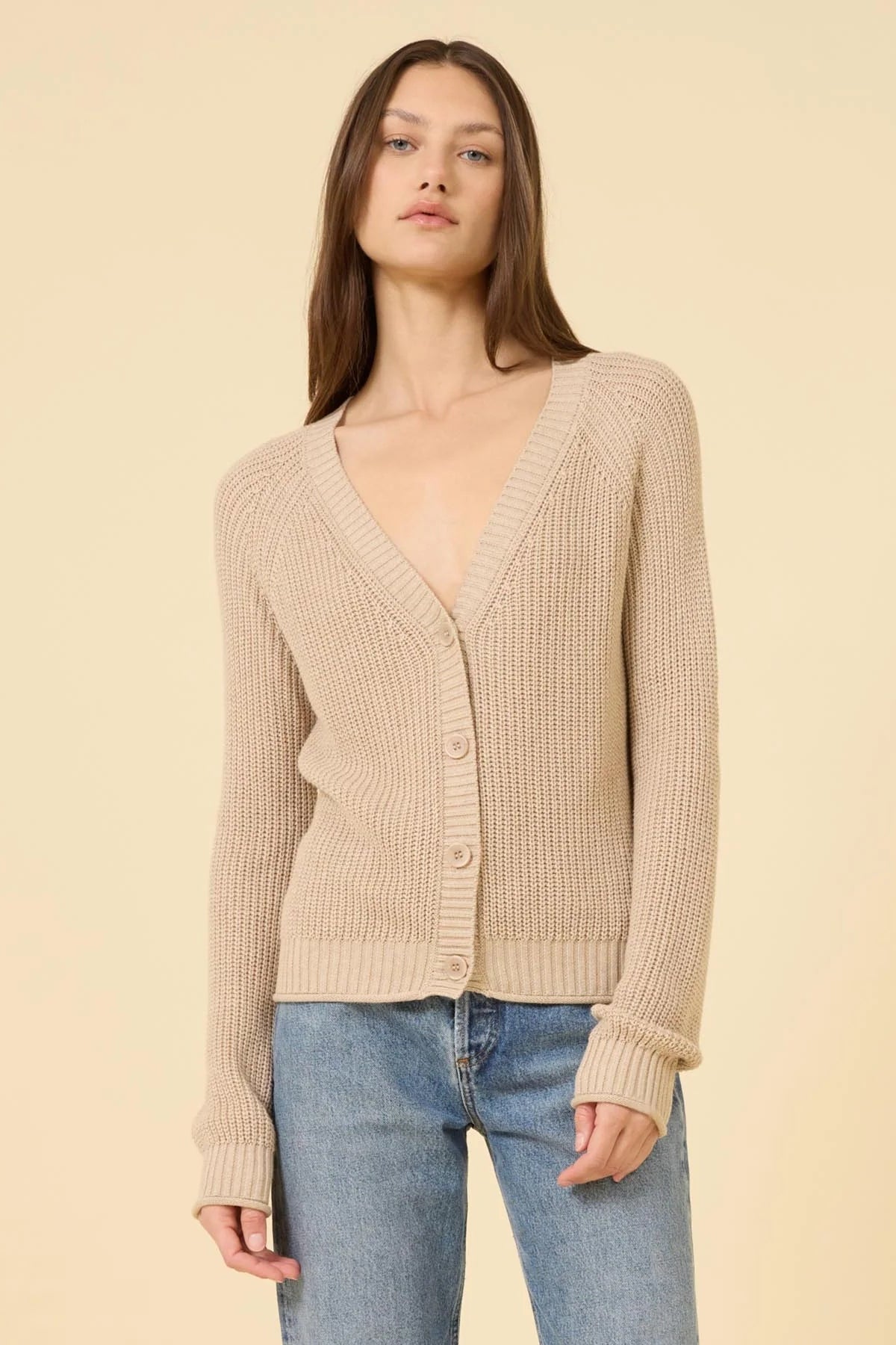 One Grey Day Raleigh Cardigan in Latte | Shop Eleanor Boutique