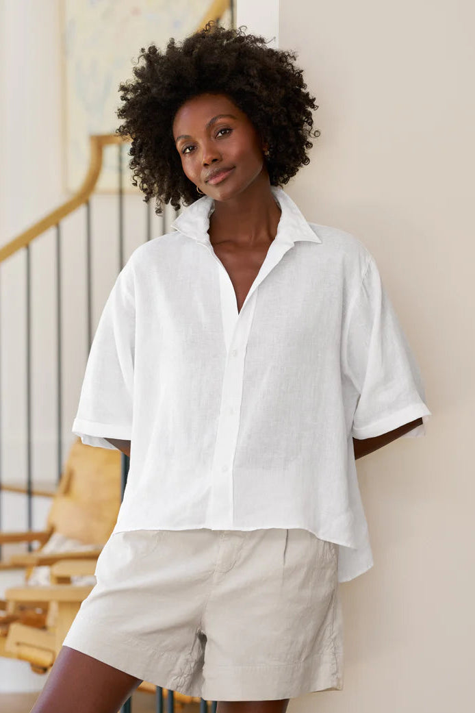 Frank & Eileen Rosie Half Sleeve Linen Relaxed Boxy Button-Up | Shop Eleanor - Women's Online Luxury Clothing Boutique based in Louisville, CO
