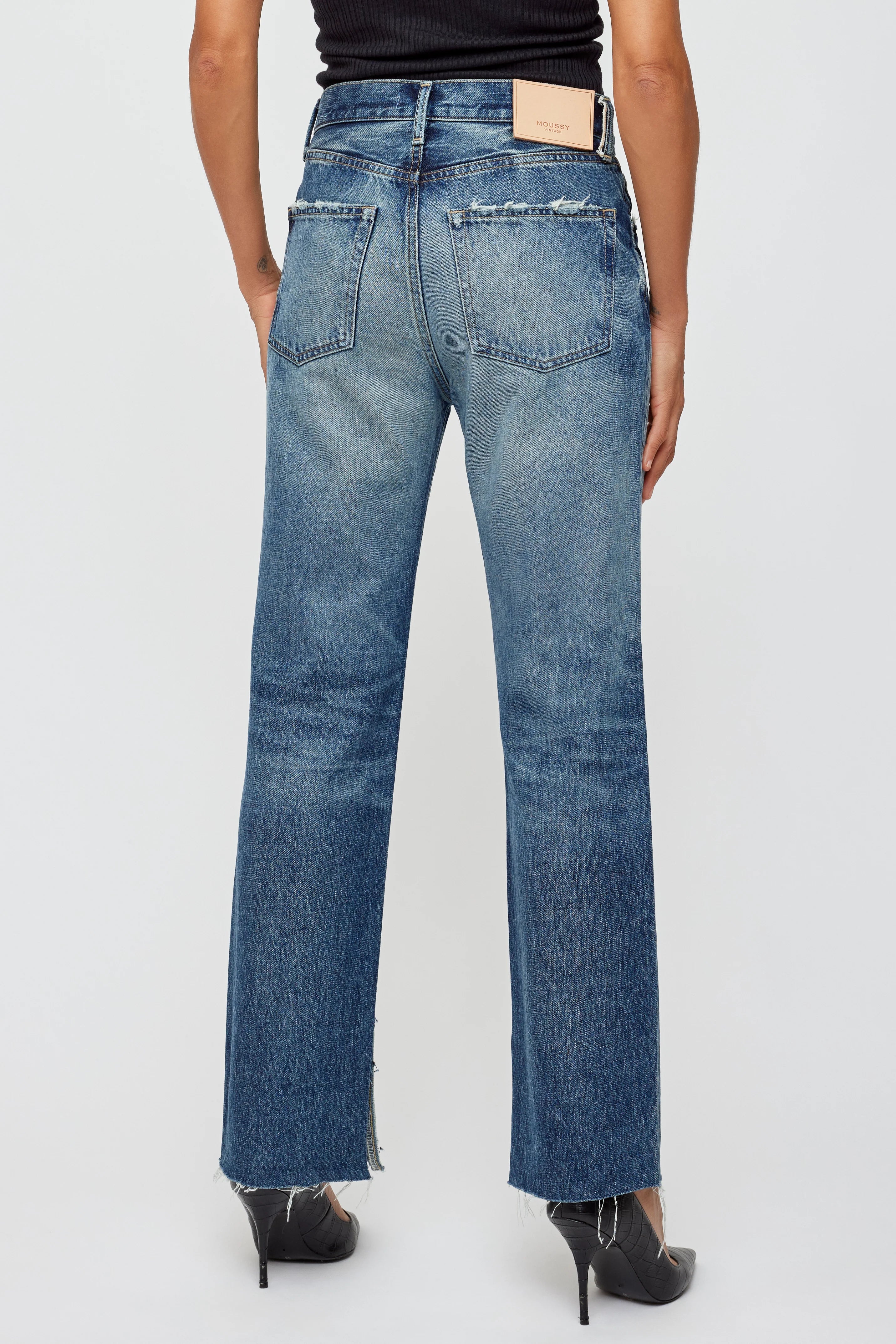 Moussy Vintage Straight Leg Gleason Denim Stretch Jean in Blue | Shop Eleanor