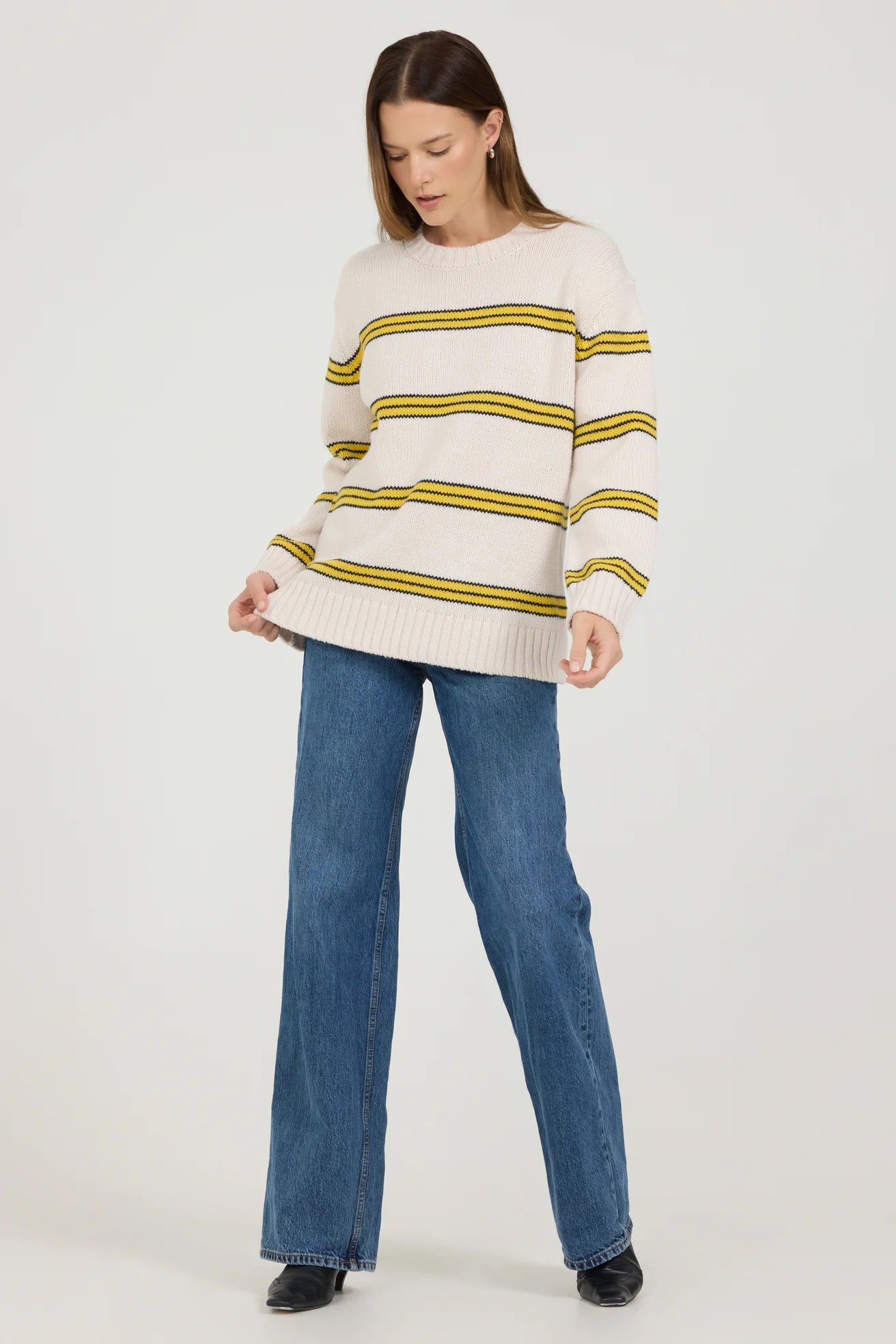 One Grey Day Isabelle Relaxed Striped Crewneck Sweater | Shop Eleanor - Women's high-quality sweaters in Colorado