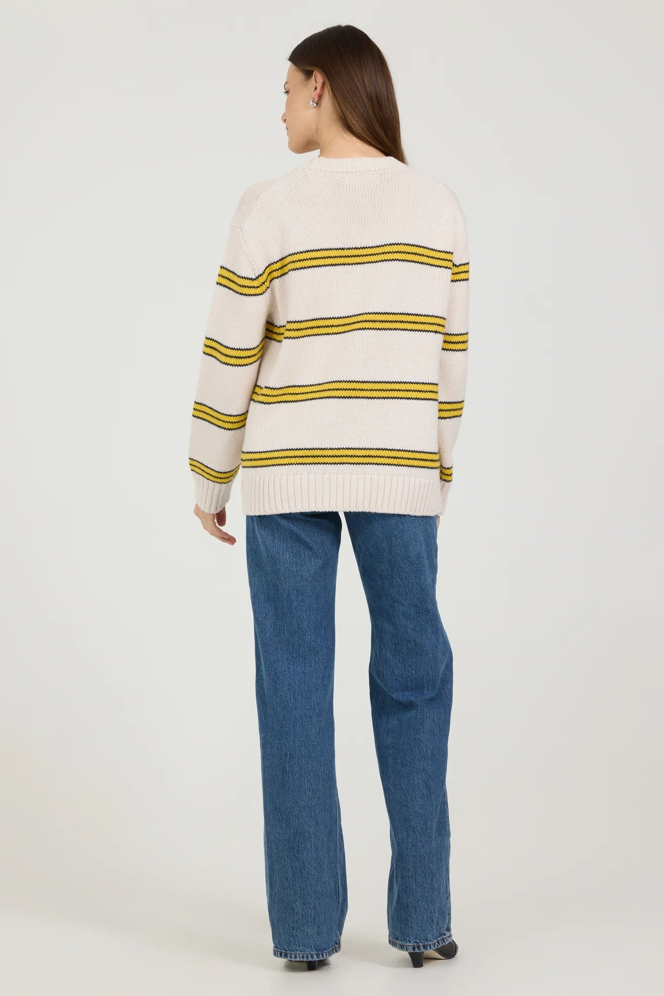 One Grey Day Isabelle Crewneck in Amber Stripe | Shop Eleanor