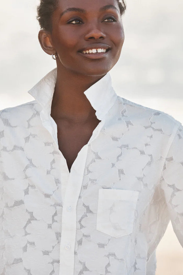Frank & Eileen Button-up in Textured White Flowers | Shop Eleanor