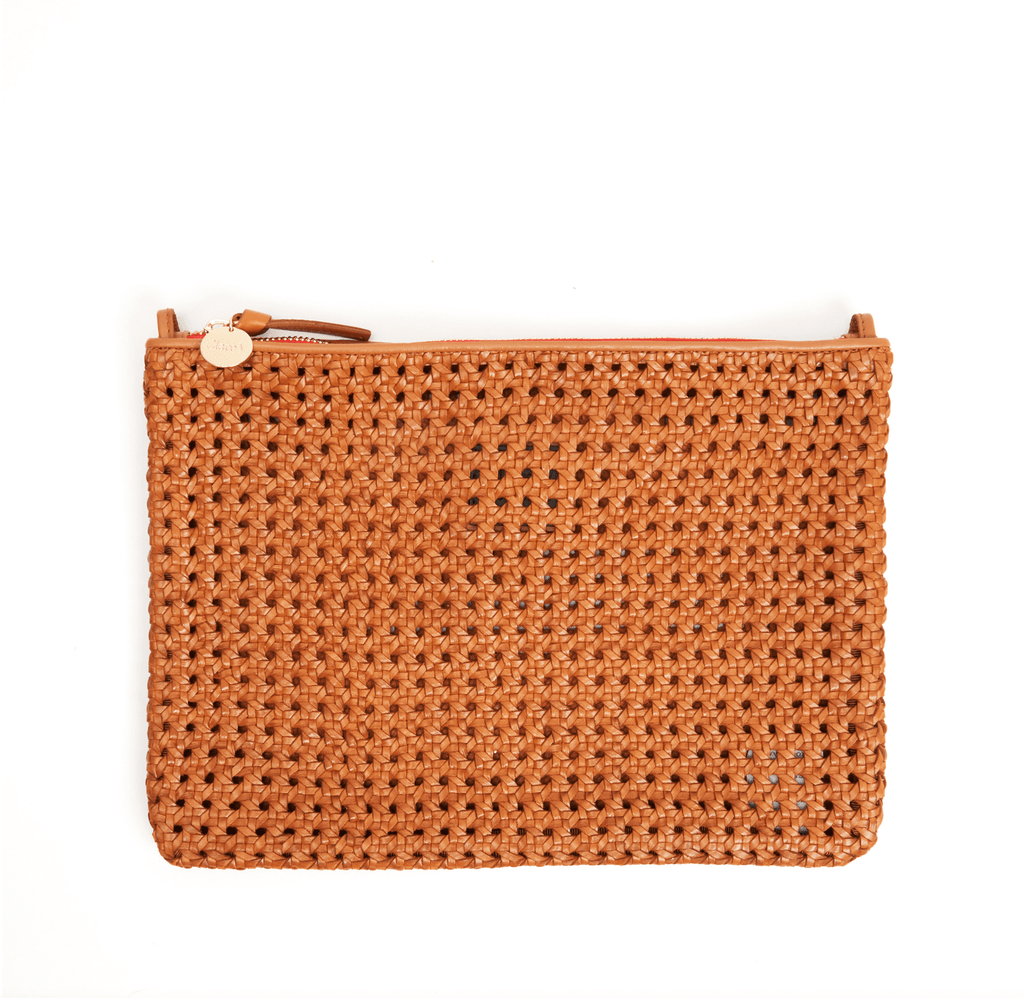 Clare V. Flat Clutch with Tabs - Petal Rattan