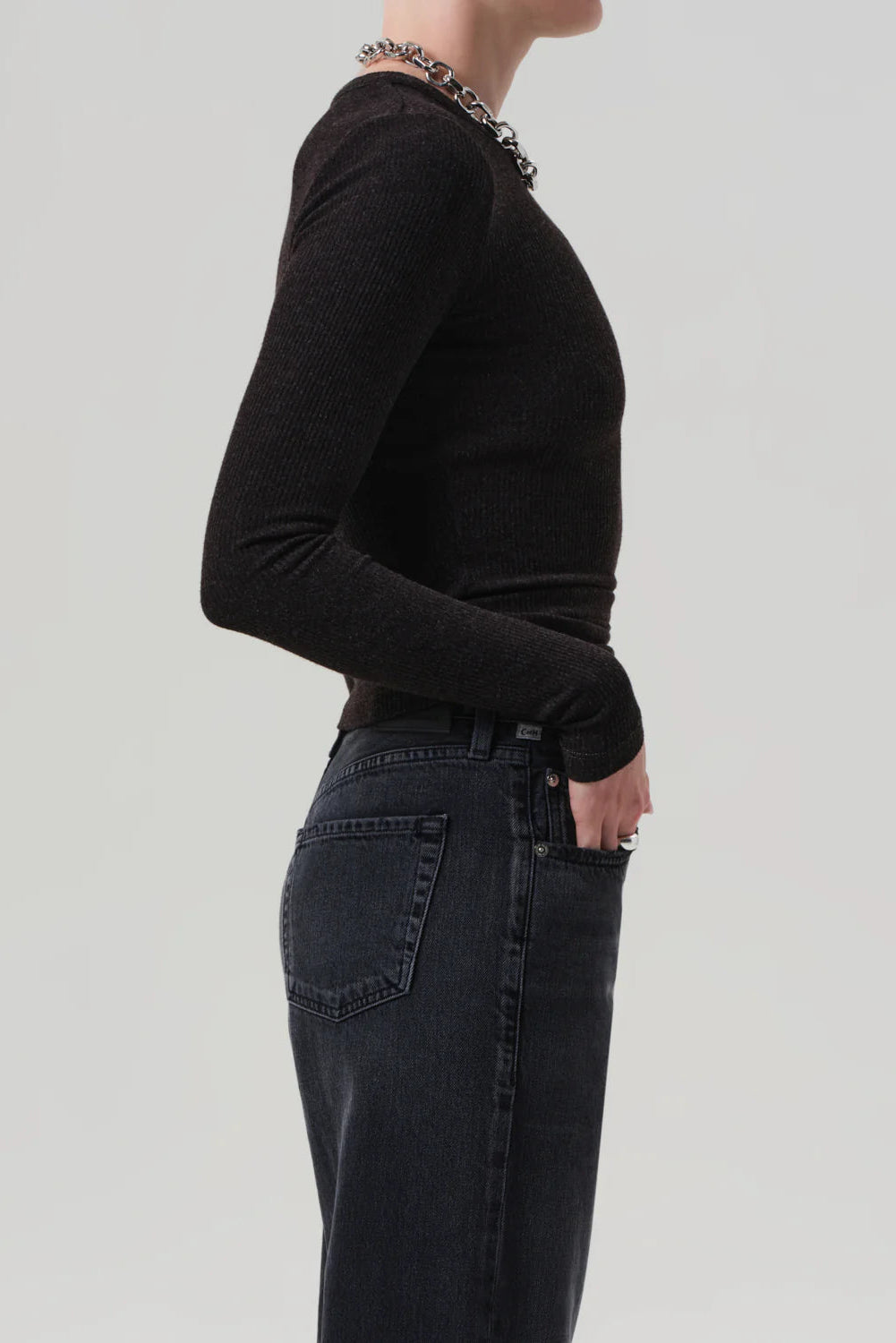 Citizens of Humanity Bina Fitted Crewneck Top in Heather Brown | Shop Eleanor