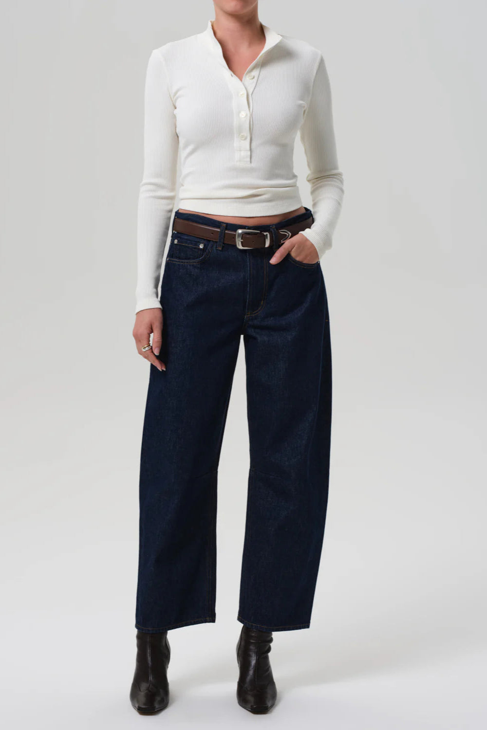 Citizens of Humanity Sheena White Long Sleeve Henley | Shop Eleanor - Women's Designer Apparel near Denver