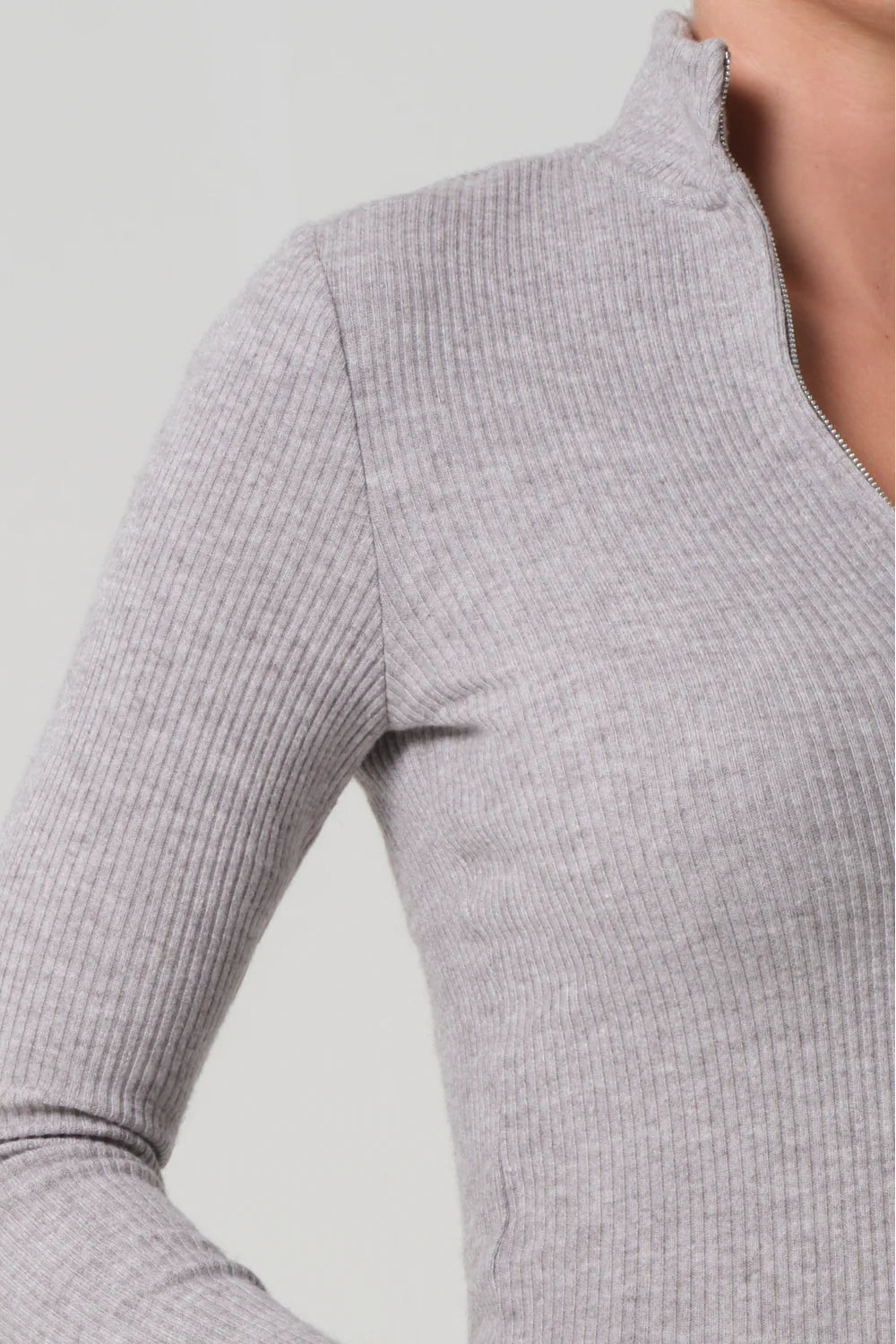 Citizens of Humanity Fitted Double Zip Cardigan in Light Grey | Shop Eleanor - Women's Designer Appa