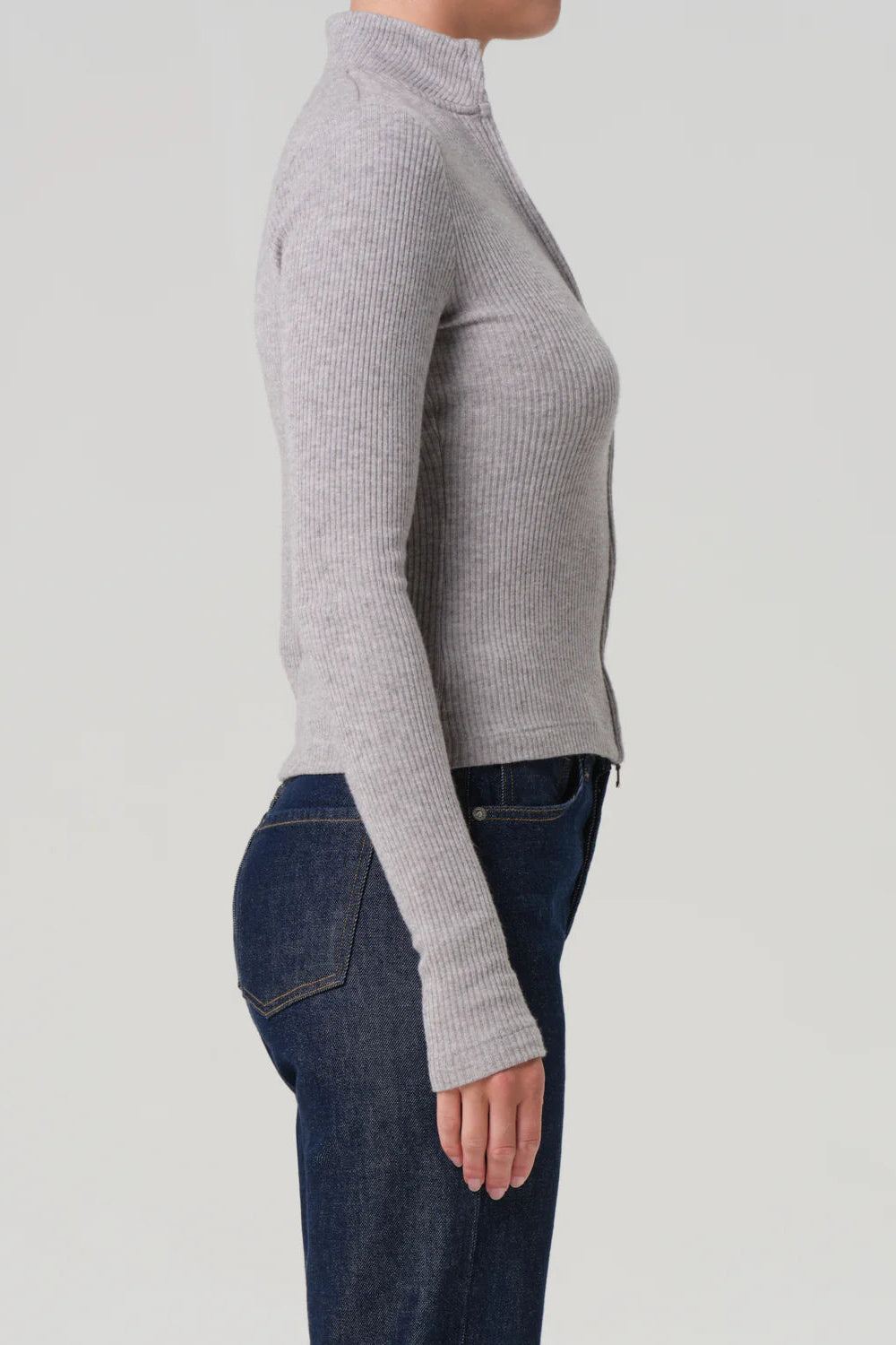 Citizens of Humanity Zip Cardigan in Heather Grey | Shop Eleanor - Women's Elevated Basics