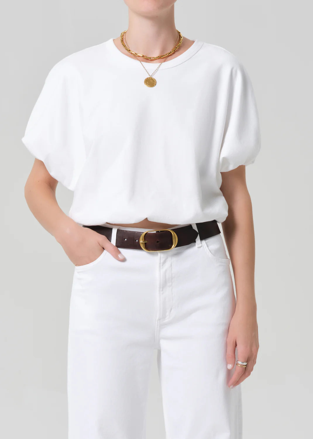 Citizens of Humanity Gia Bubble Tee in White | Shop Eleanor