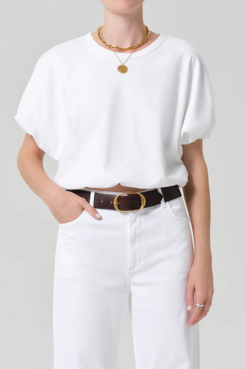 Citizens of Humanity Gia Bubble Tee in White | Shop Eleanor