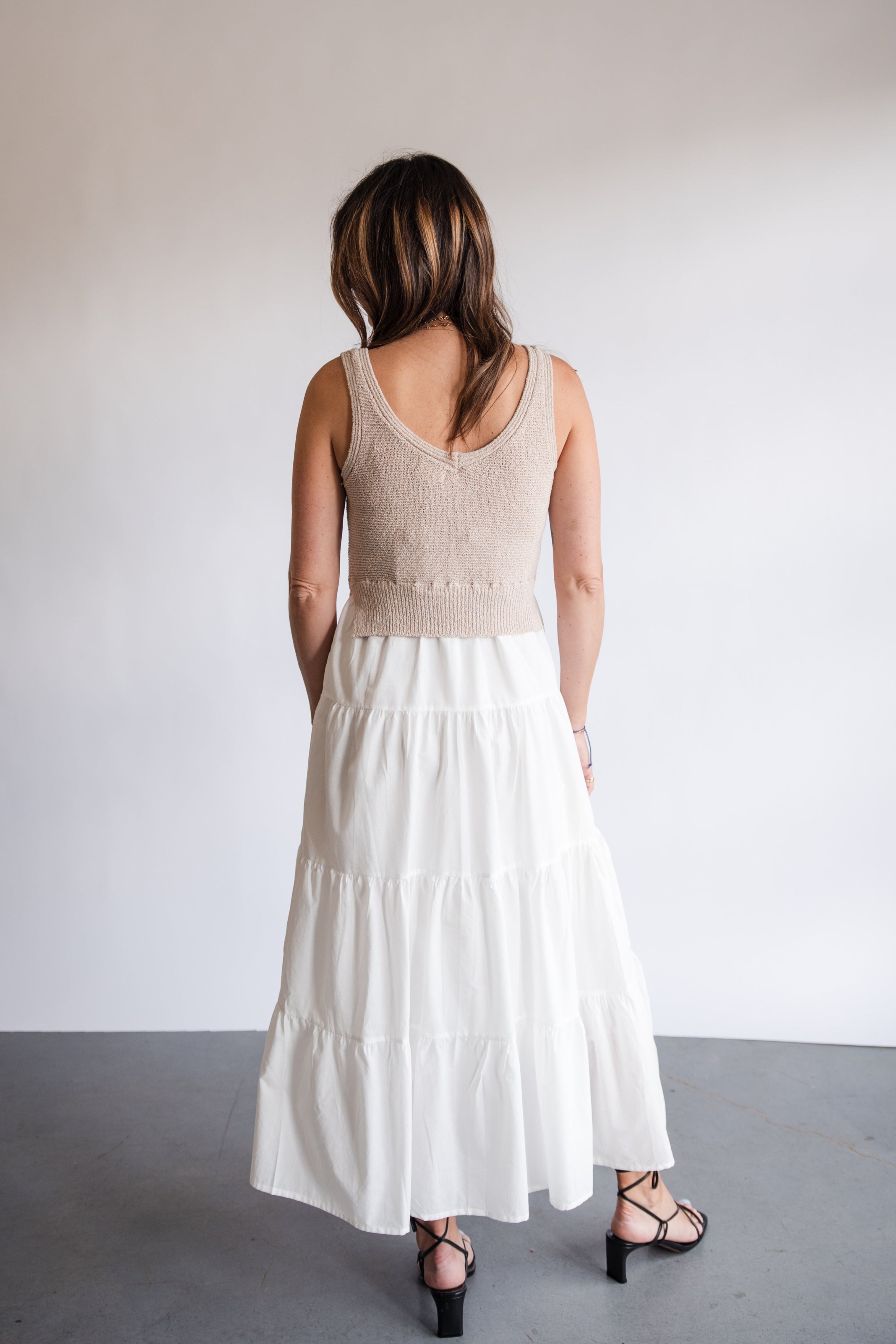 Elan Aries V-Neck Casual Dress in White | Shop Eleanor