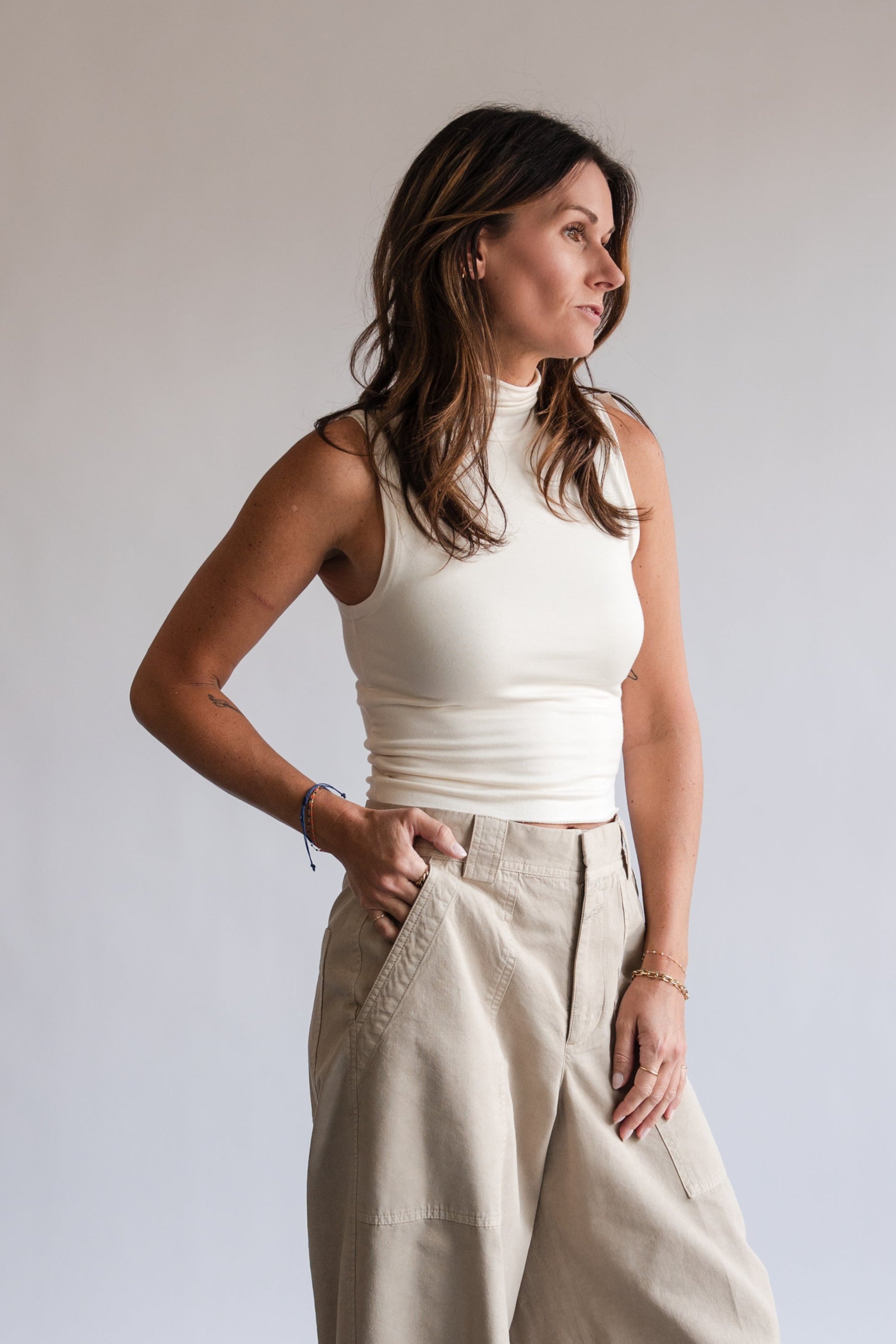 Éterne Harlow Sleeveless Tank in Ivory | Shop Eleanor