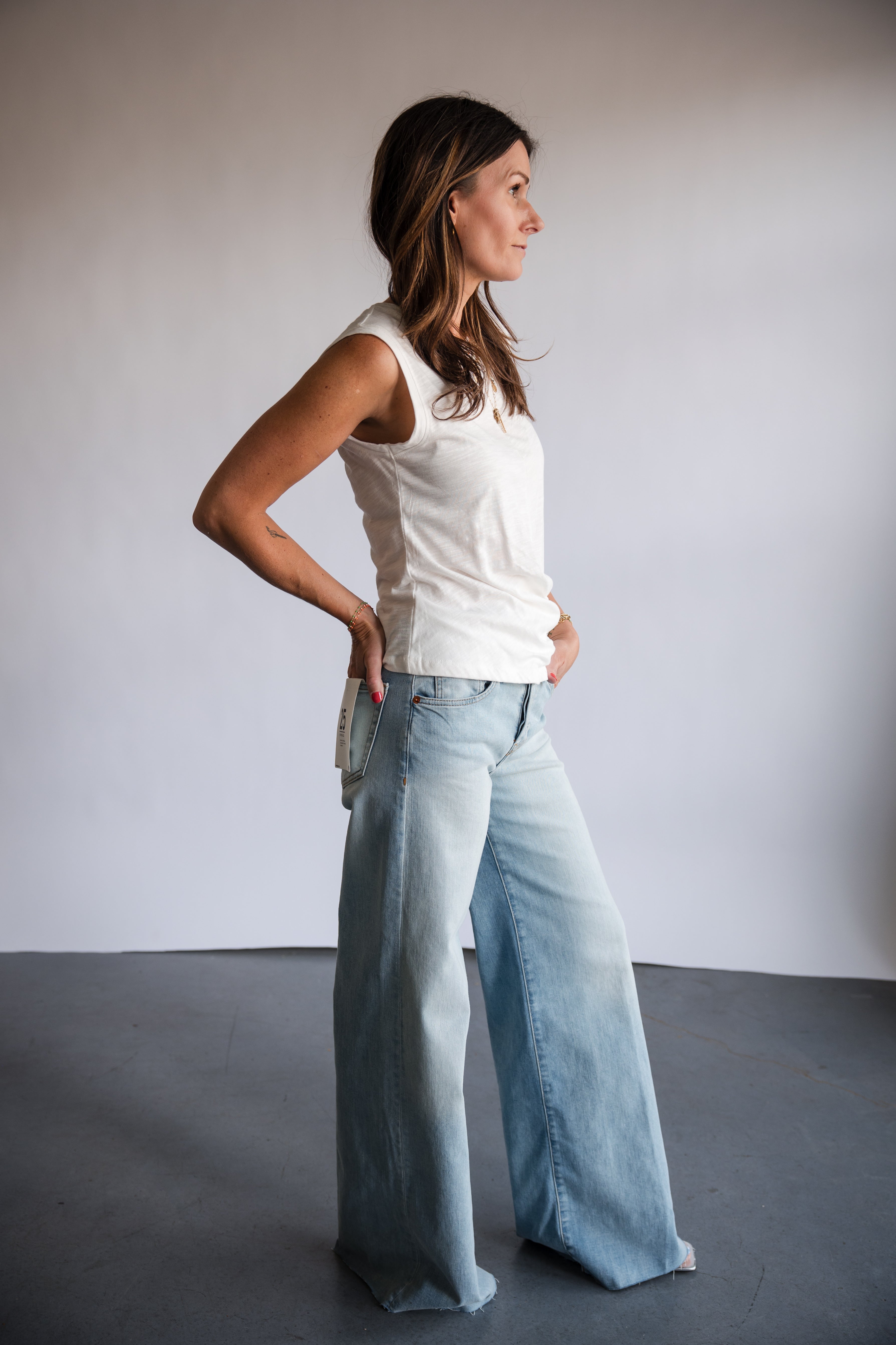 Re/Done Mid Rise Flared Palazzo Denim Jean | Shop Eleanor