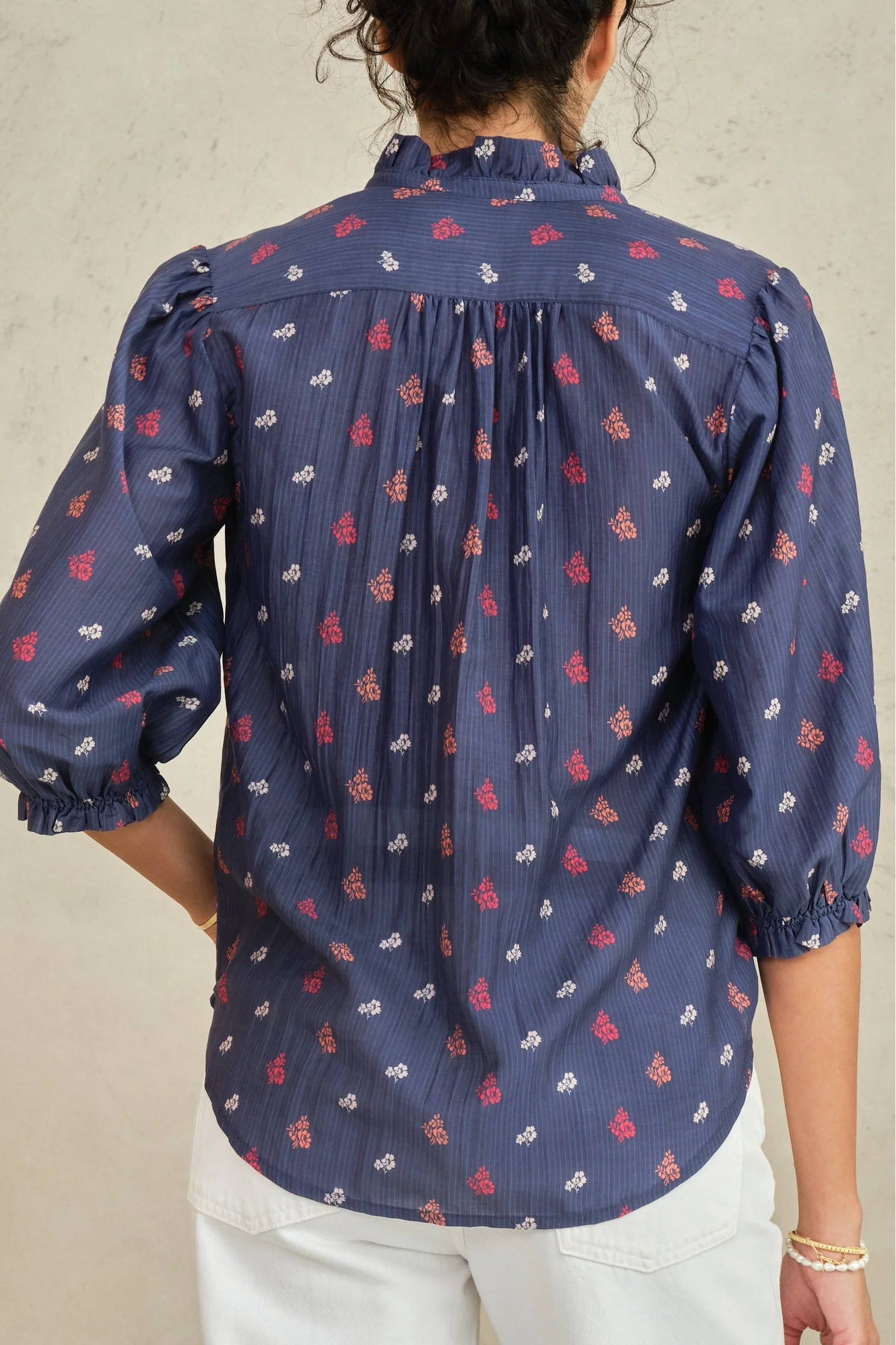 Mabe Auden Floral Print Top in Navy | Shop Eleanor