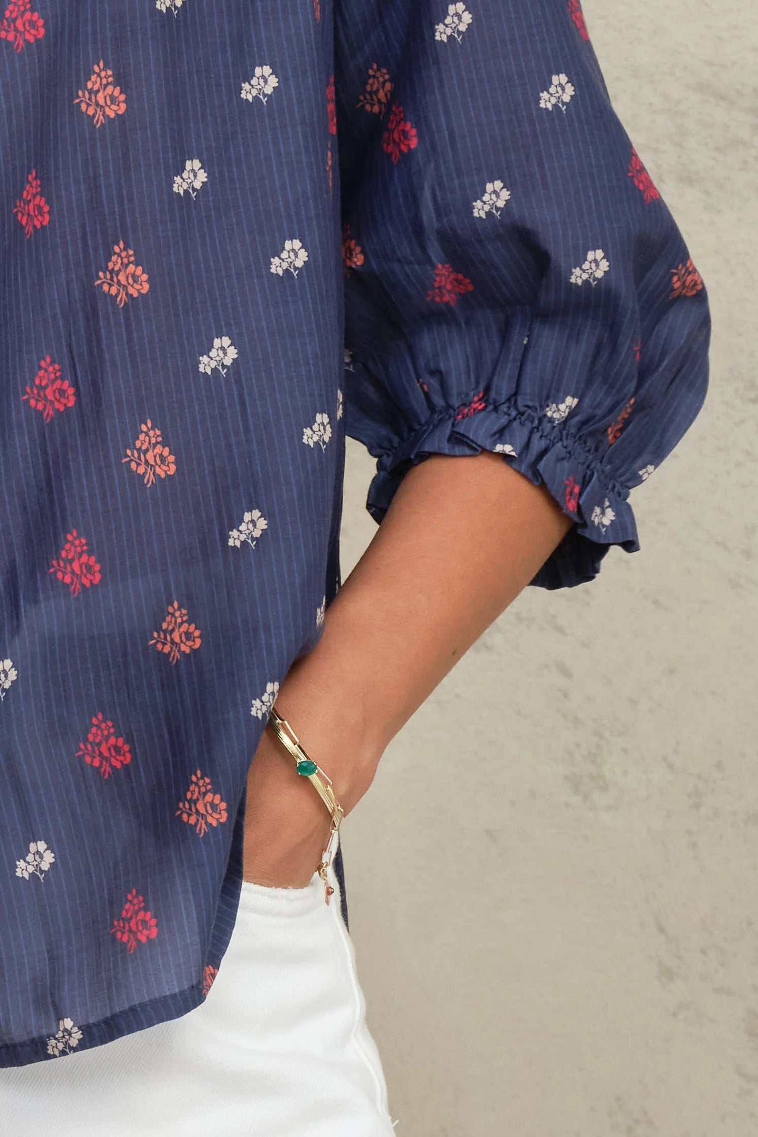Mabe Auden Floral Print Top in Navy | Shop Eleanor