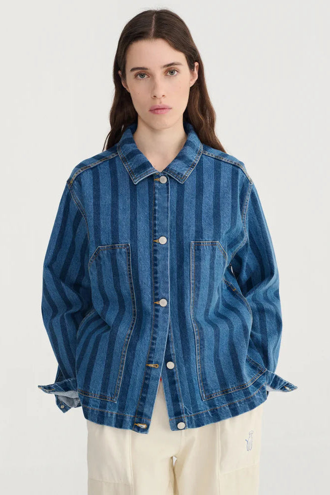 Bobo Choses Striped Blue Denim Jacket | Shop Eleanor