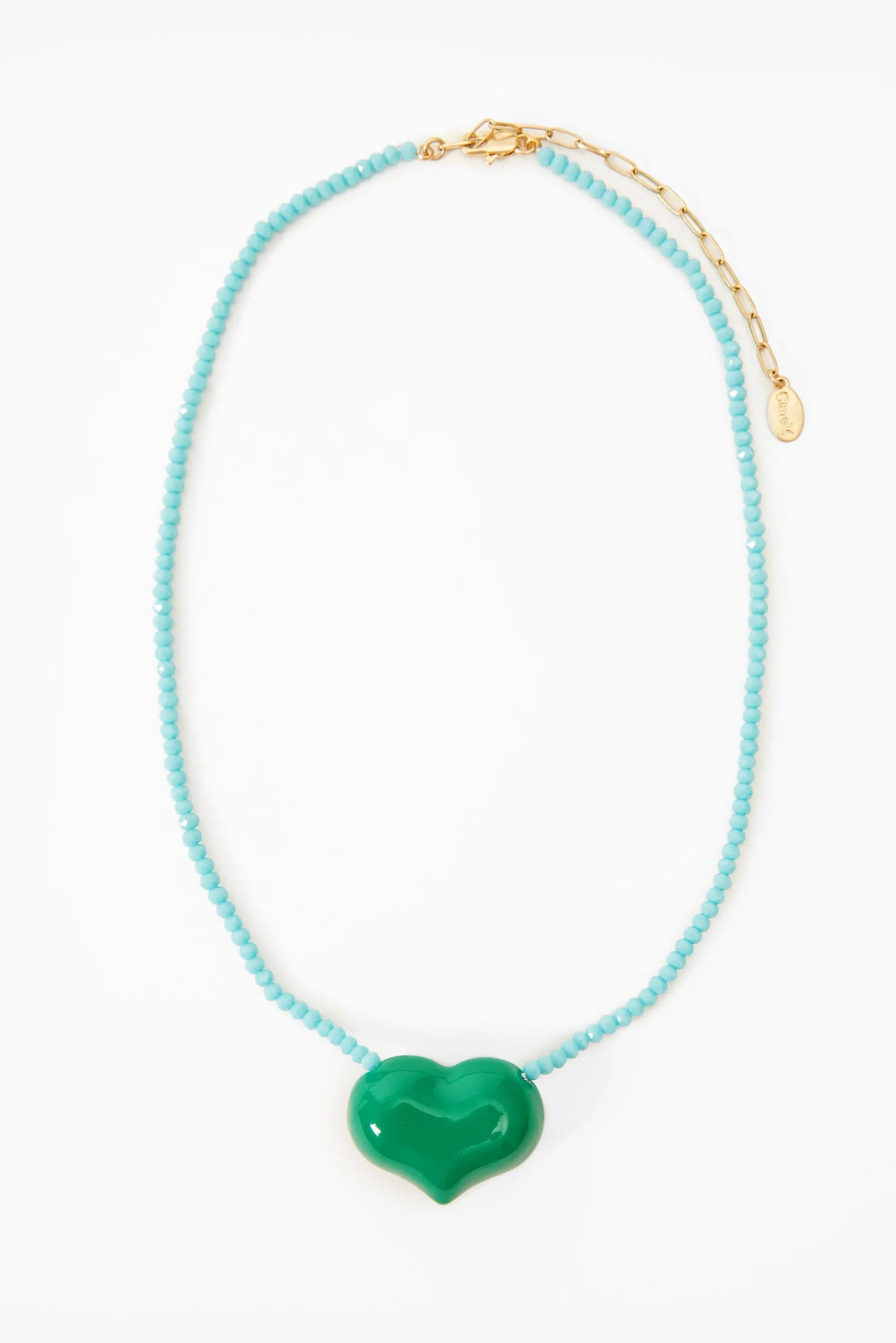 Clare V. Beaded Heart Necklace in Turquoise | Shop Eleanor - Women's Designer Clothing Boutique