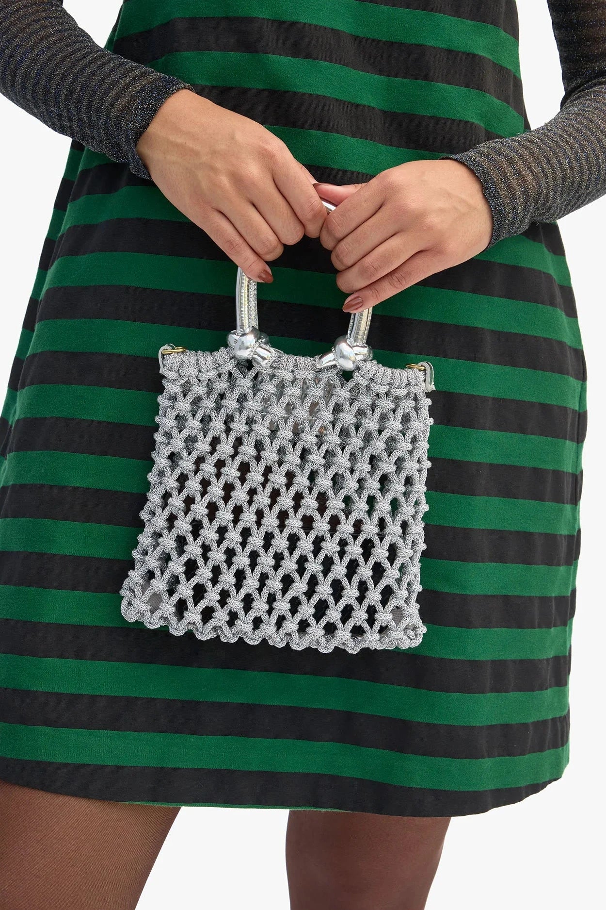 Clare V. Bianca Knotted Rope Bag in Silver | Shop Eleanor