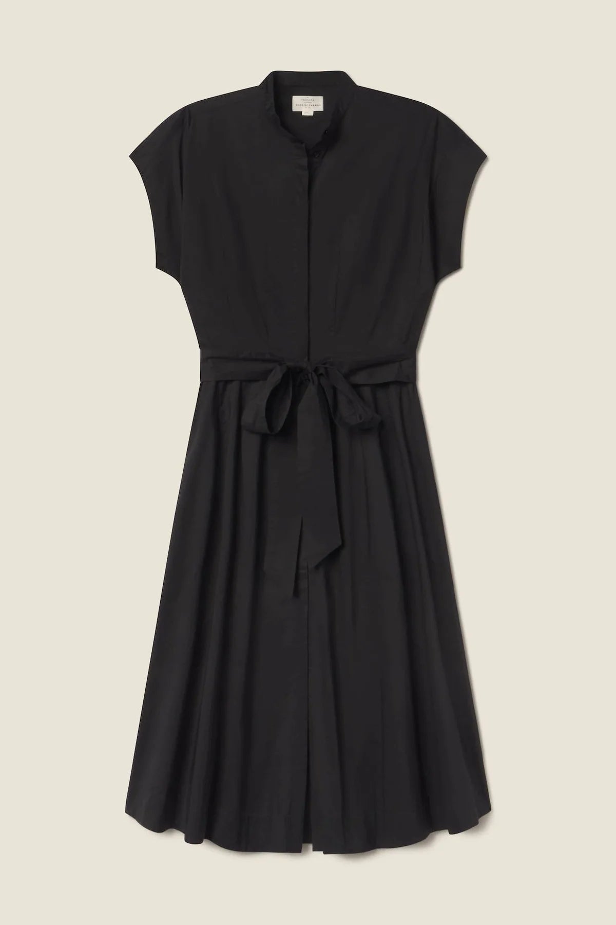Trovata Black Midi A-Line Dress with adjustable waist ribbon | Shop Eleanor - Women's Designer Boutique