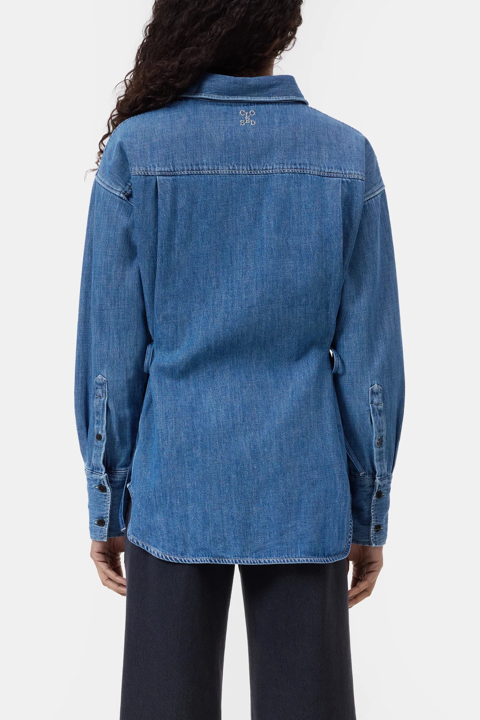 CLOSED Waisted Tie Strap Denim Blouse | Shop Eleanor
