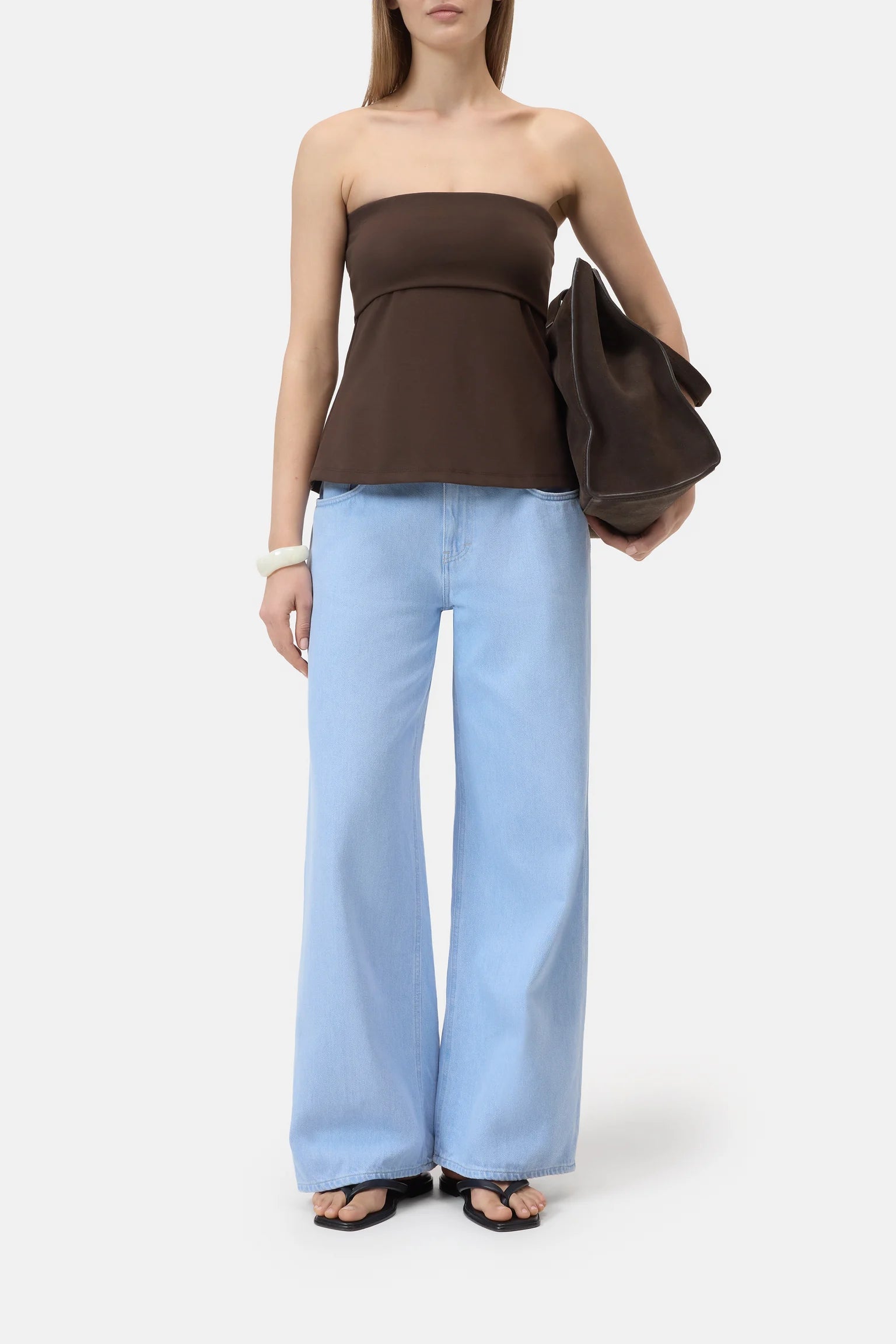 Closed Denim Peplon Top in Maple Brown | Shop Eleanor