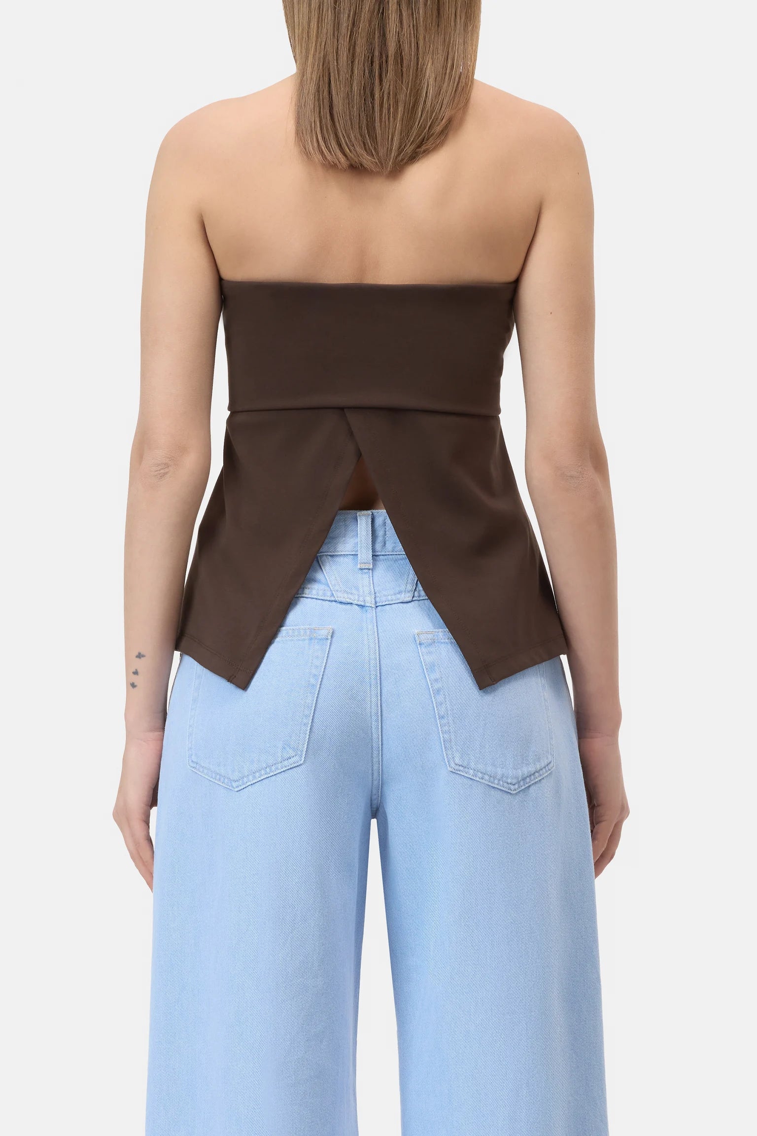 Closed Denim Peplon Top in Maple Brown | Shop Eleanor