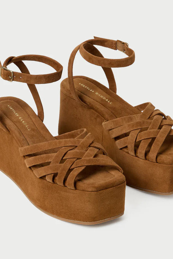 Loeffler Randal Channing Cacao Suede Heel Sandal | Shop Eleanor