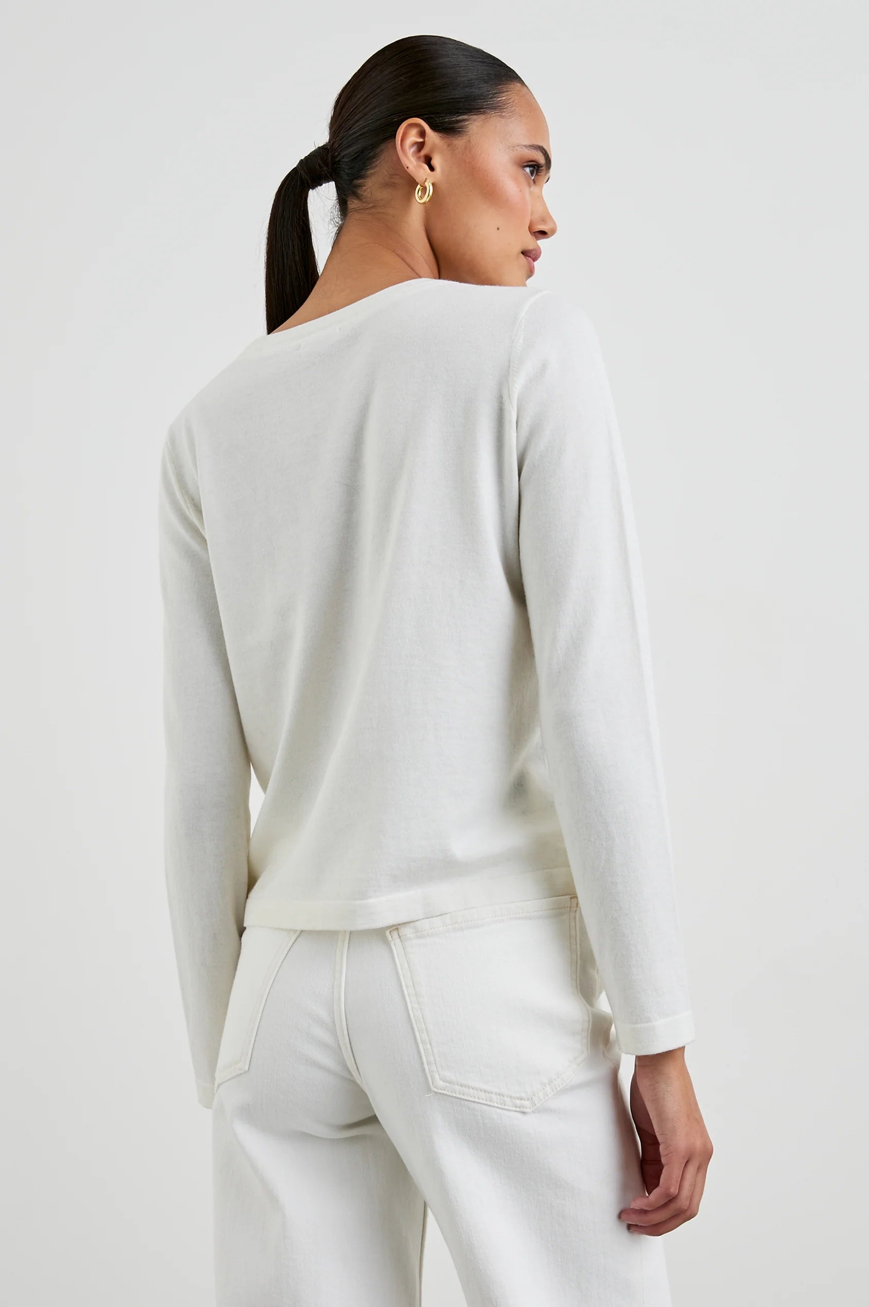 Rails Soft Cotton Cashmere Versatile Long Sleeve White Tee | Shop Eleanor - Women's Designer Apparel near Boulder, CO